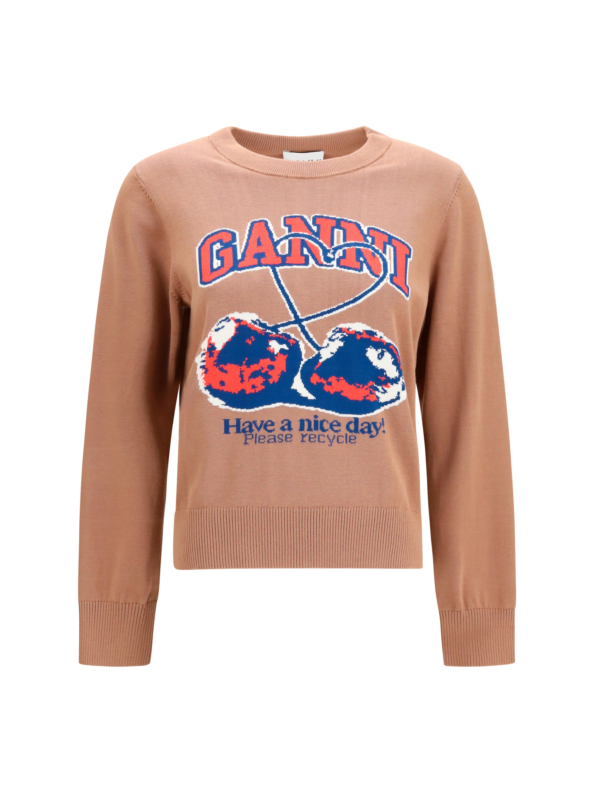 Ganni Women Cherry-Print Cotton Sweater GANNI
