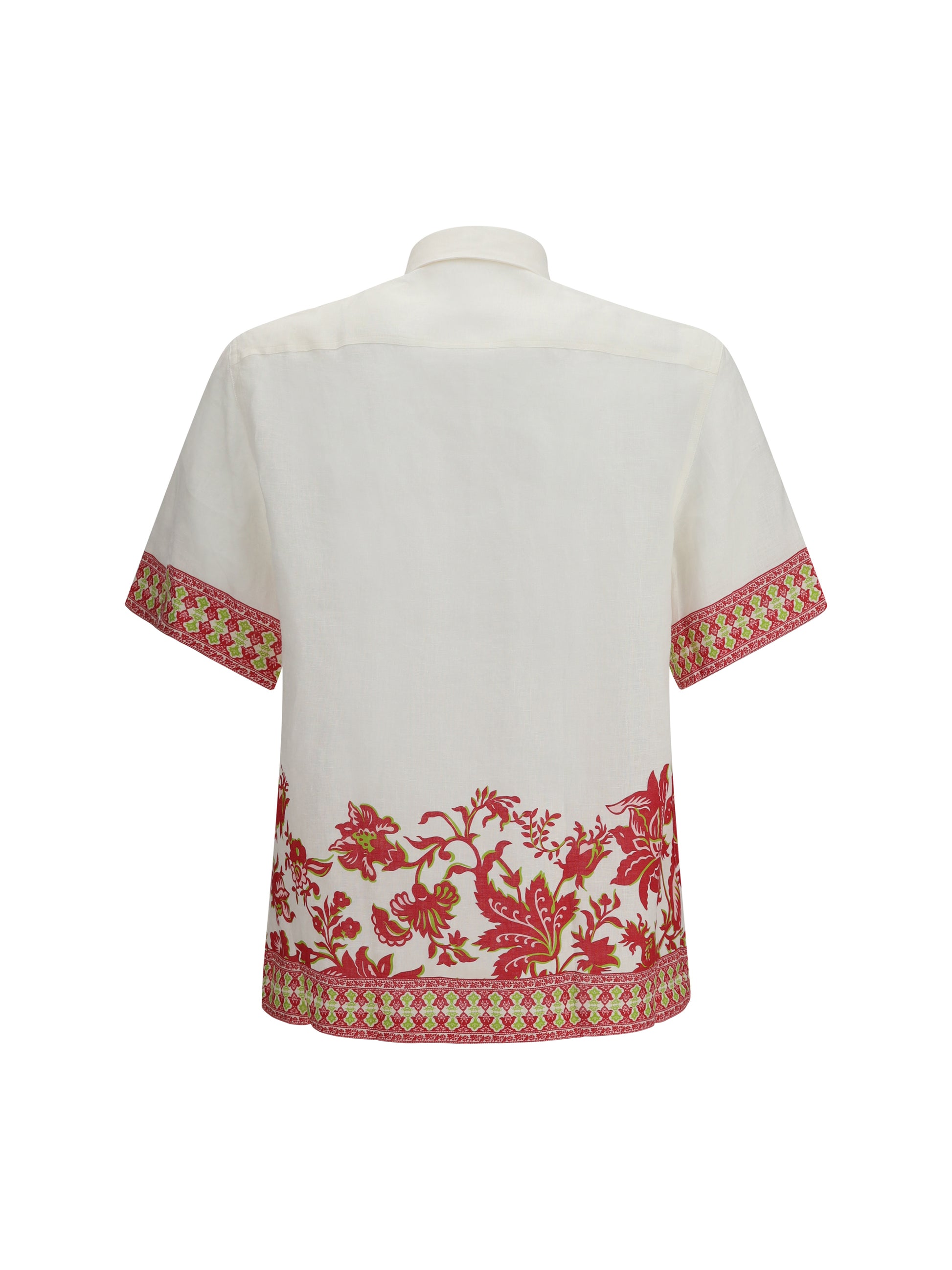 Etro Men Linen Shirt With Floral Print And Short Sleeves ETRO