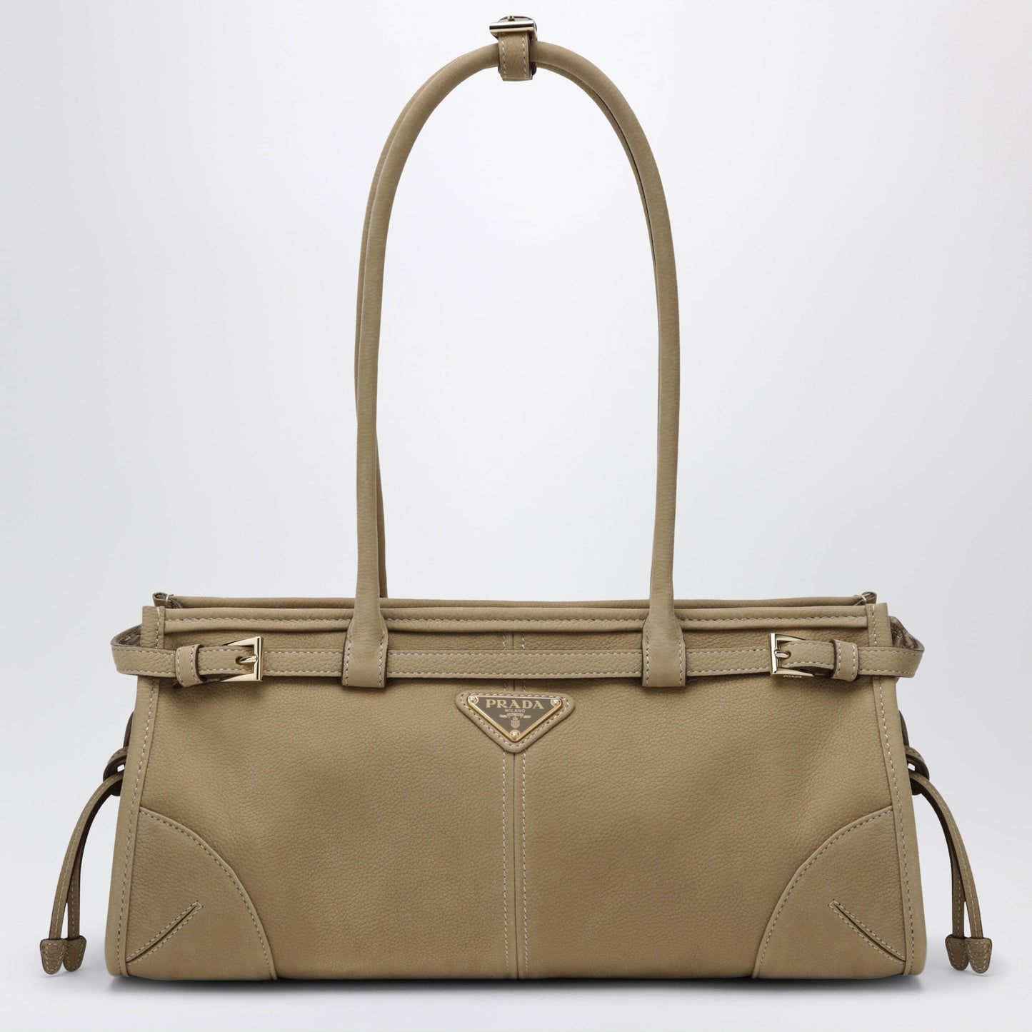 Prada Bonnie Medium Handbag In Beige Nubuck Leather Women PRADA