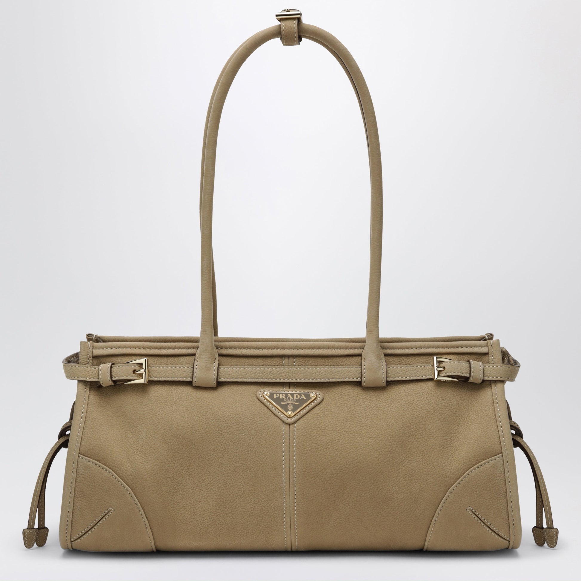 Prada Bonnie Medium Handbag In Beige Nubuck Leather Women PRADA