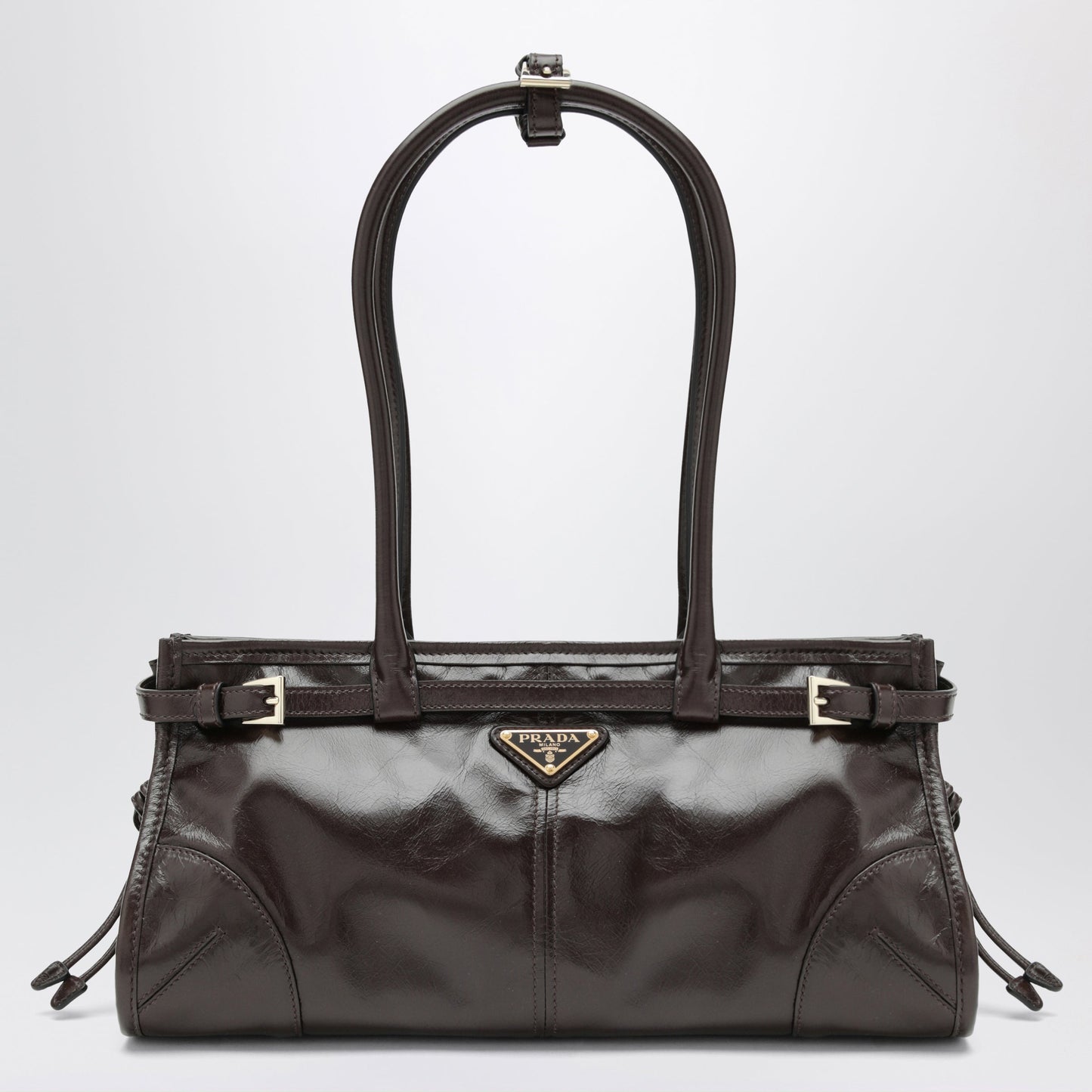 Prada Medium Prada Bonnie Handbag In Dark Brown Leather Women PRADA