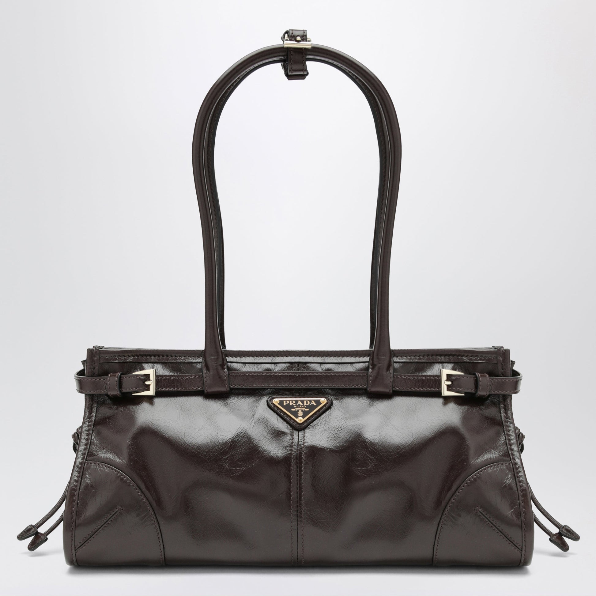 Prada Medium Prada Bonnie Handbag In Dark Brown Leather Women PRADA
