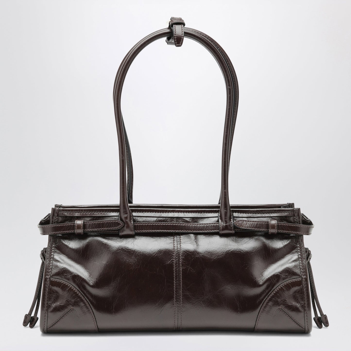 Prada Medium Prada Bonnie Handbag In Dark Brown Leather Women PRADA