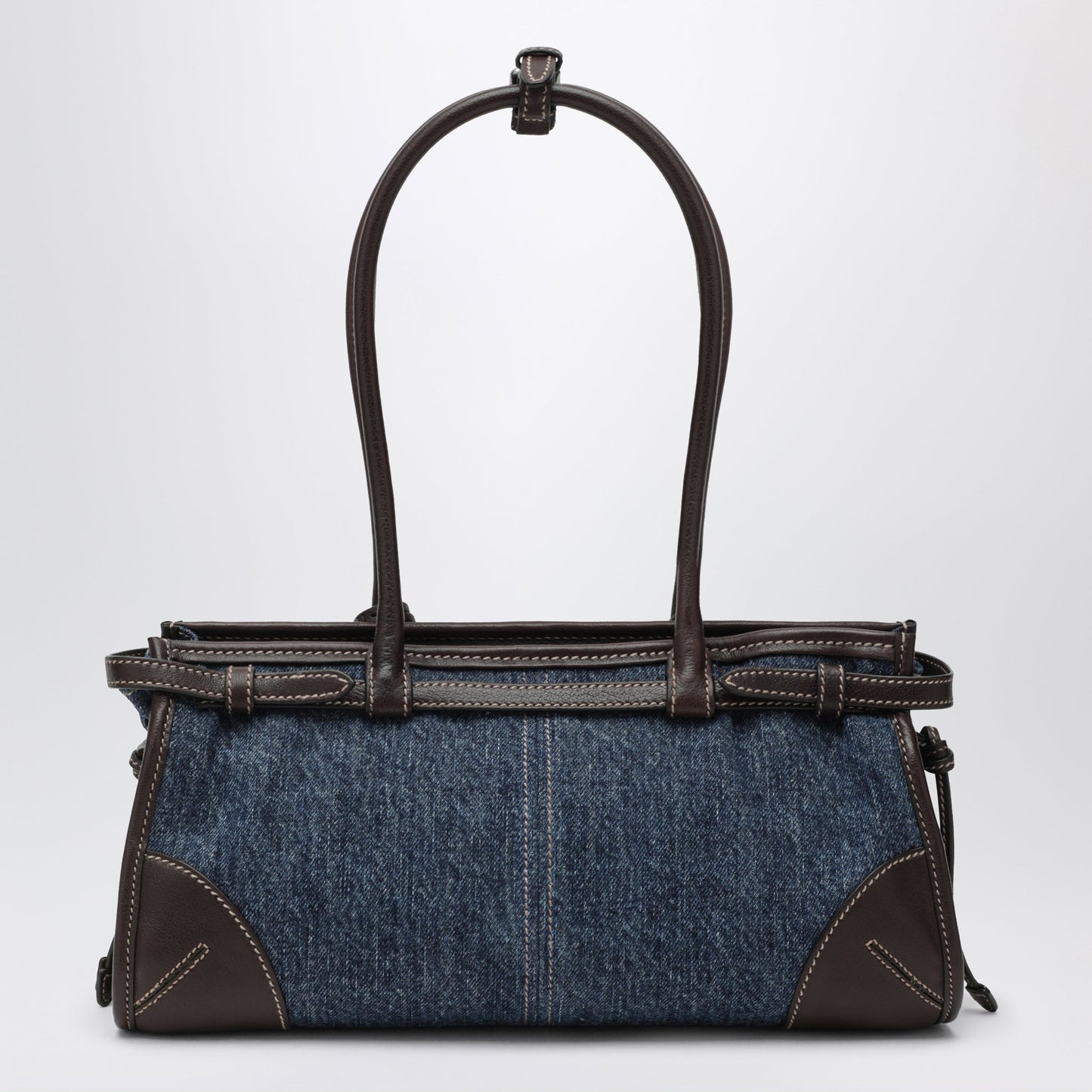 Prada Bonnie Medium Handbag In Blue Denim And Leather Women PRADA