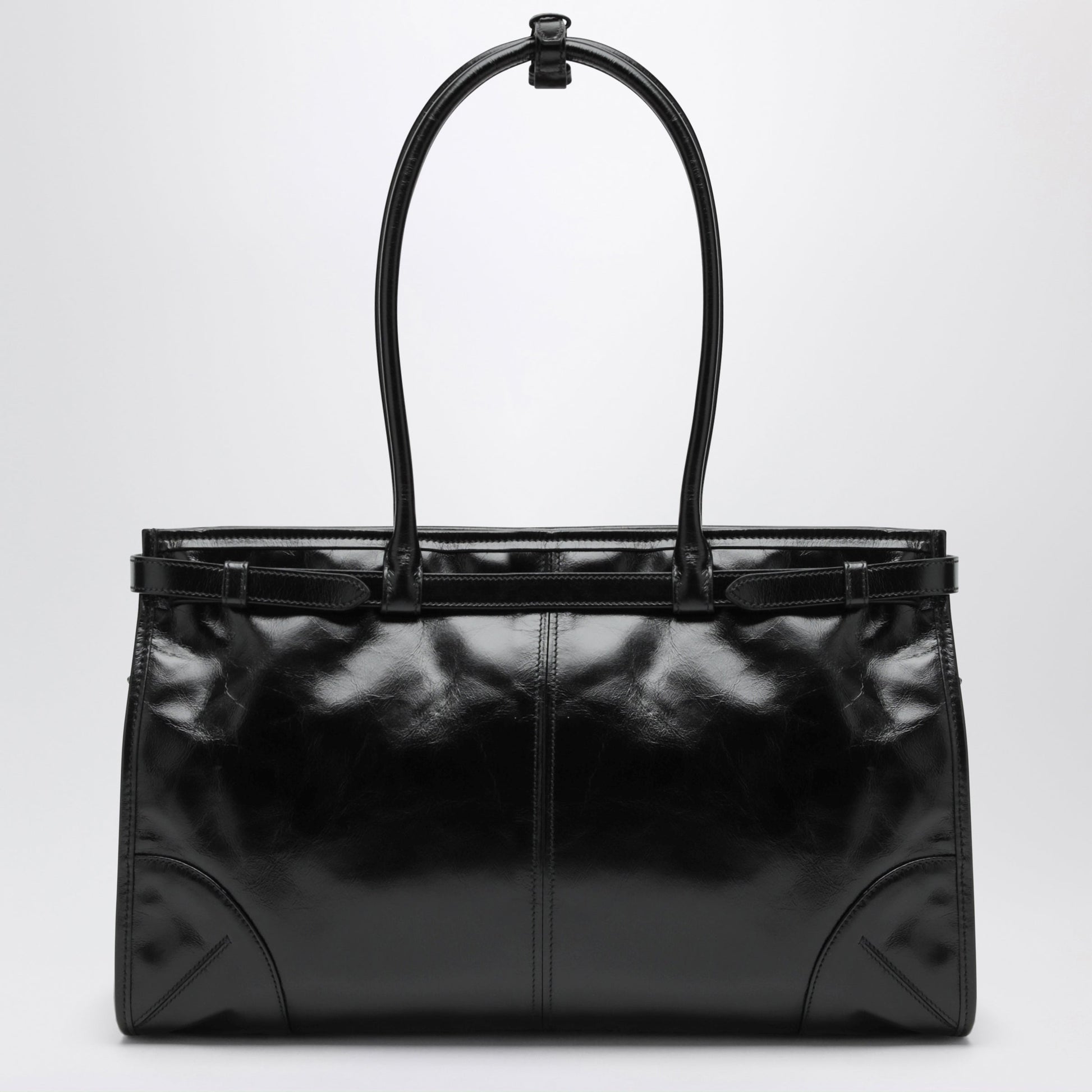 Prada Large Bonnie Top-Handle Bag In Black Calf Leather Women PRADA