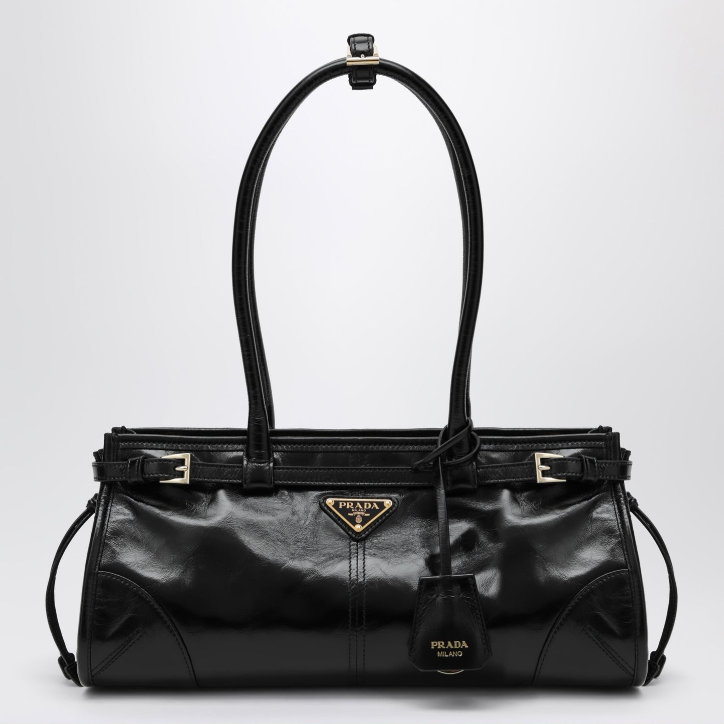 Prada Large Prada Bonnie Bag In Black Leather Women PRADA