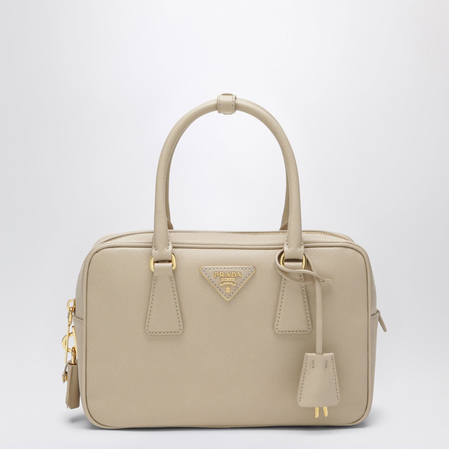 Prada Beige Saffiano Leather Top-Handle Bag Women PRADA