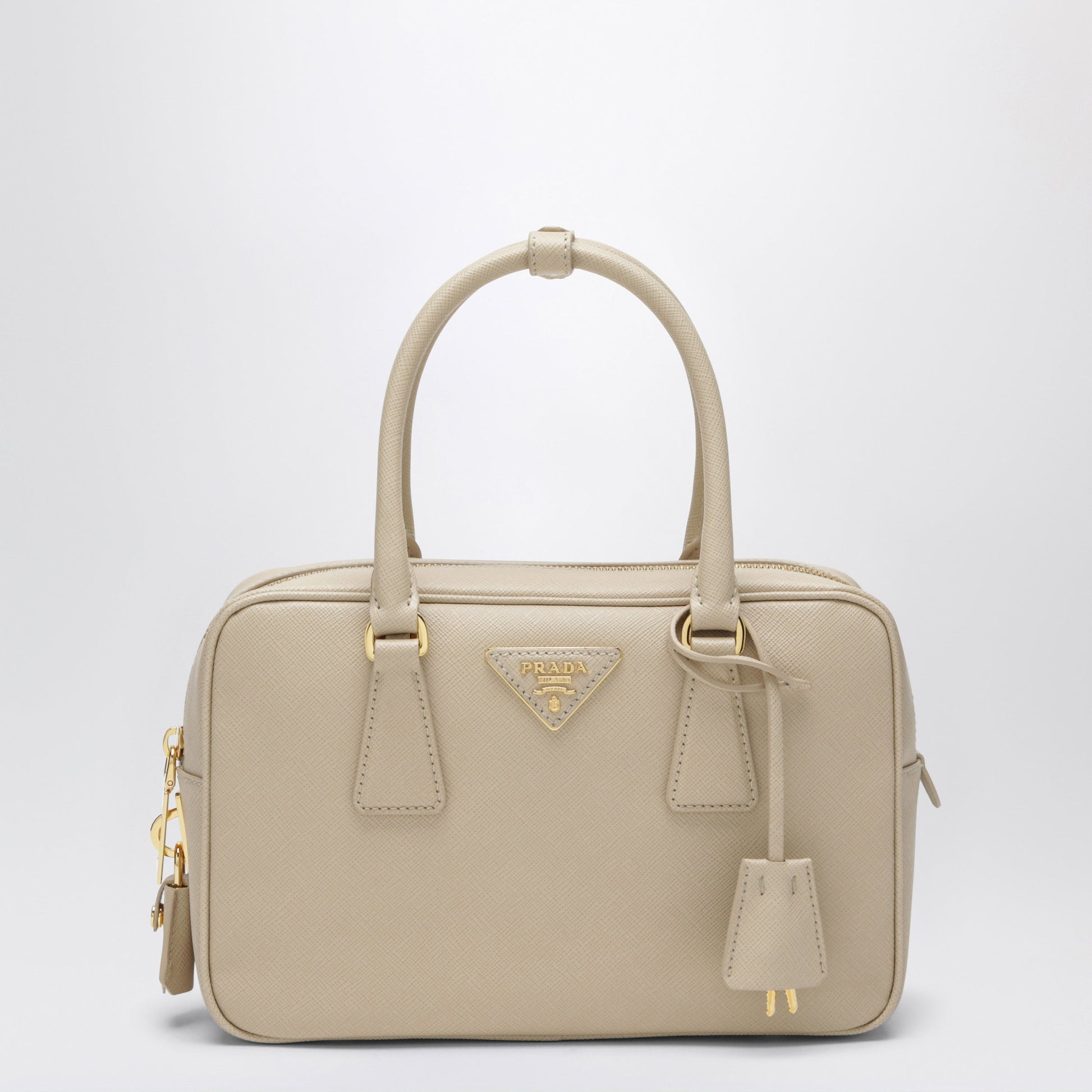 Prada Beige Saffiano Leather Top-Handle Bag Women PRADA