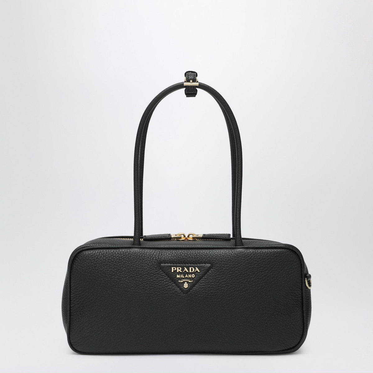 Prada Medium Black Leather Bowling Bag Women PRADA