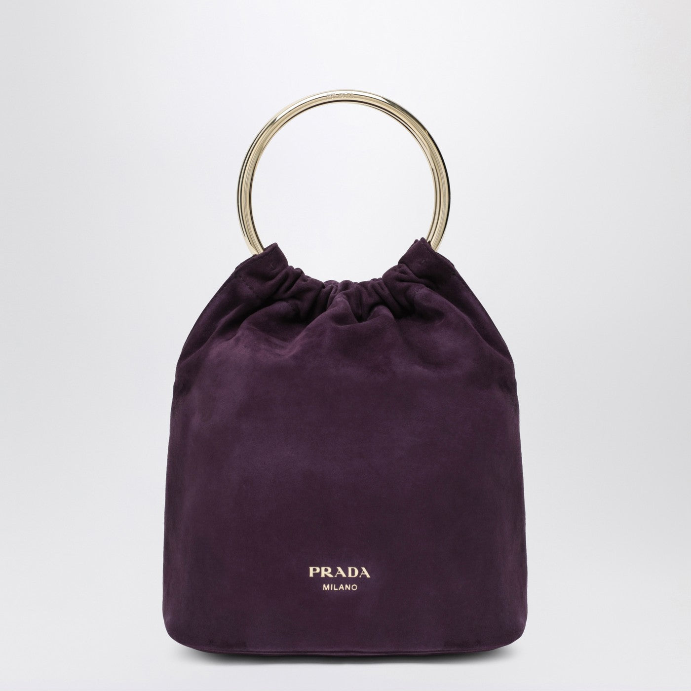 Prada Mini Bucket Bag In Plum Suede Women PRADA
