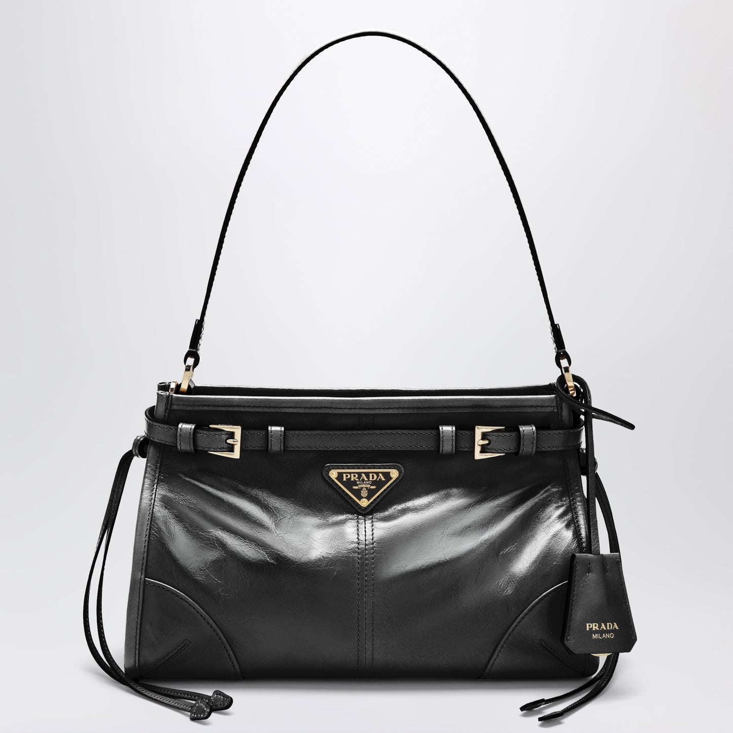 Prada Small Bonnie Top-Handle Bag In Black Calf Leather Women PRADA