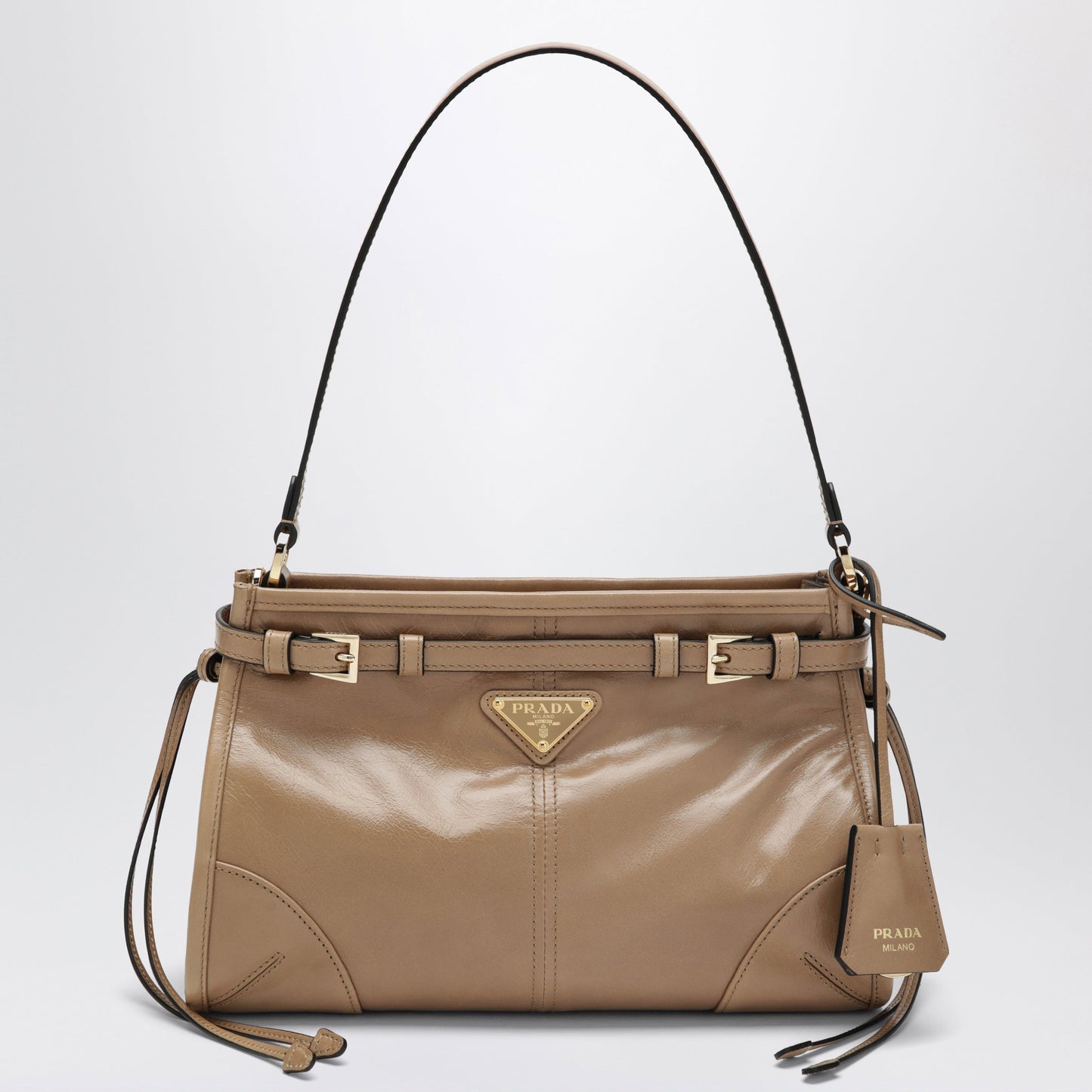 Prada Small Bonnie Top-Handle Bag In Cameo Calf Leather Women PRADA