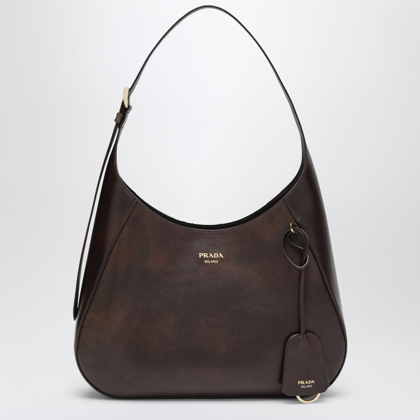 Prada Boogie Medium Brown Leather Hobo Bag Women PRADA
