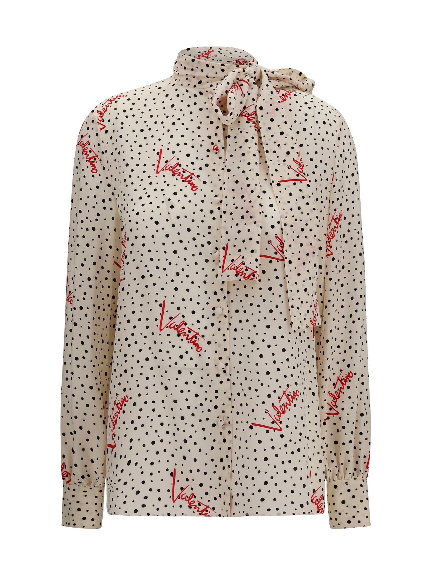Valentino Women Crepe De Chine Bow-Neck Shirt VALENTINO