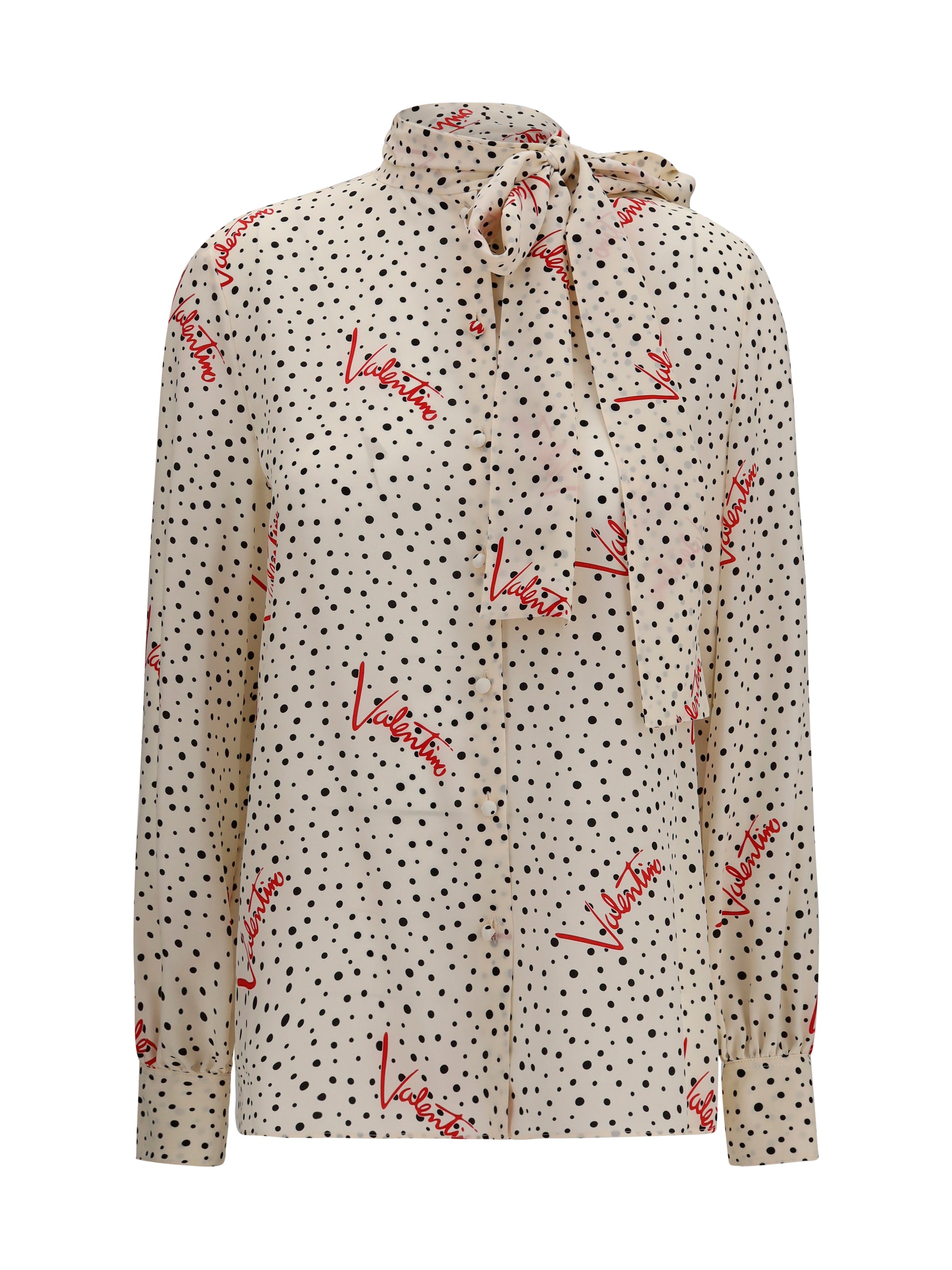 Valentino Women Crepe De Chine Bow-Neck Shirt VALENTINO