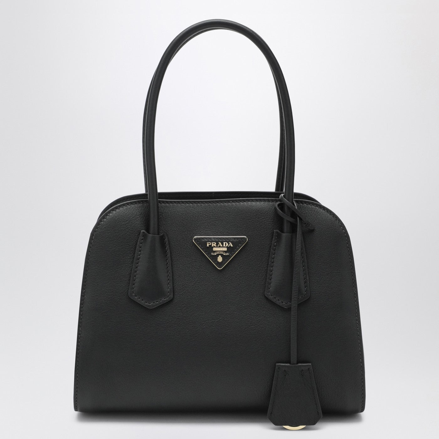 Prada Medium Shopping Bag In Black Leather Women PRADA