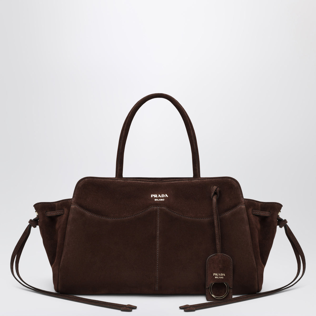 Prada Large Dark Brown Suede Carry Bag Women PRADA