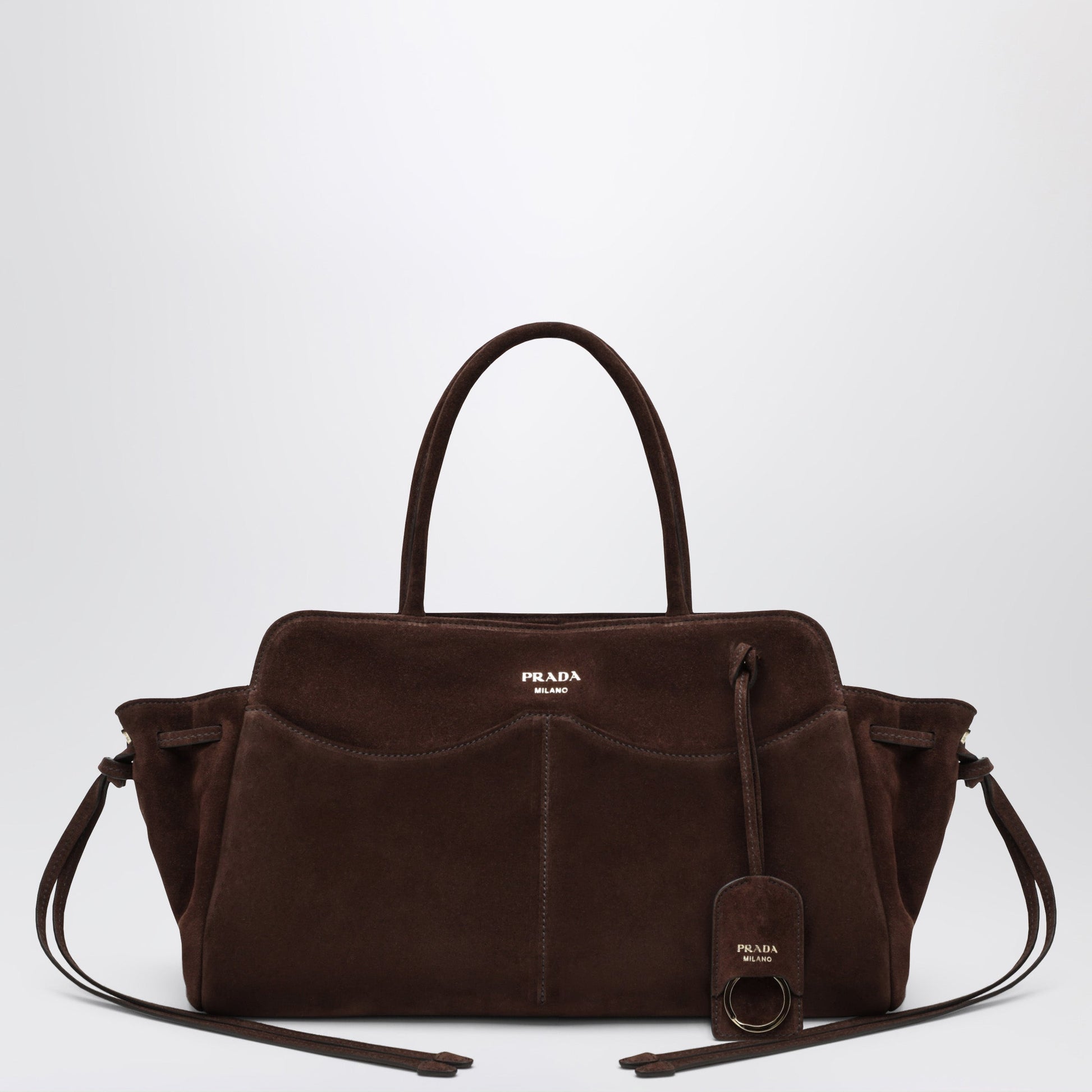 Prada Large Dark Brown Suede Carry Bag Women PRADA