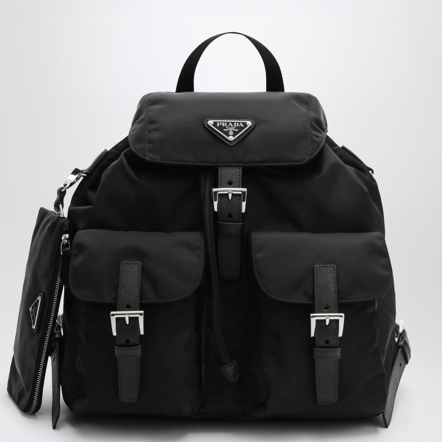 Prada Re-Nylon And Saffiano Backpack With Black Pouch Women PRADA