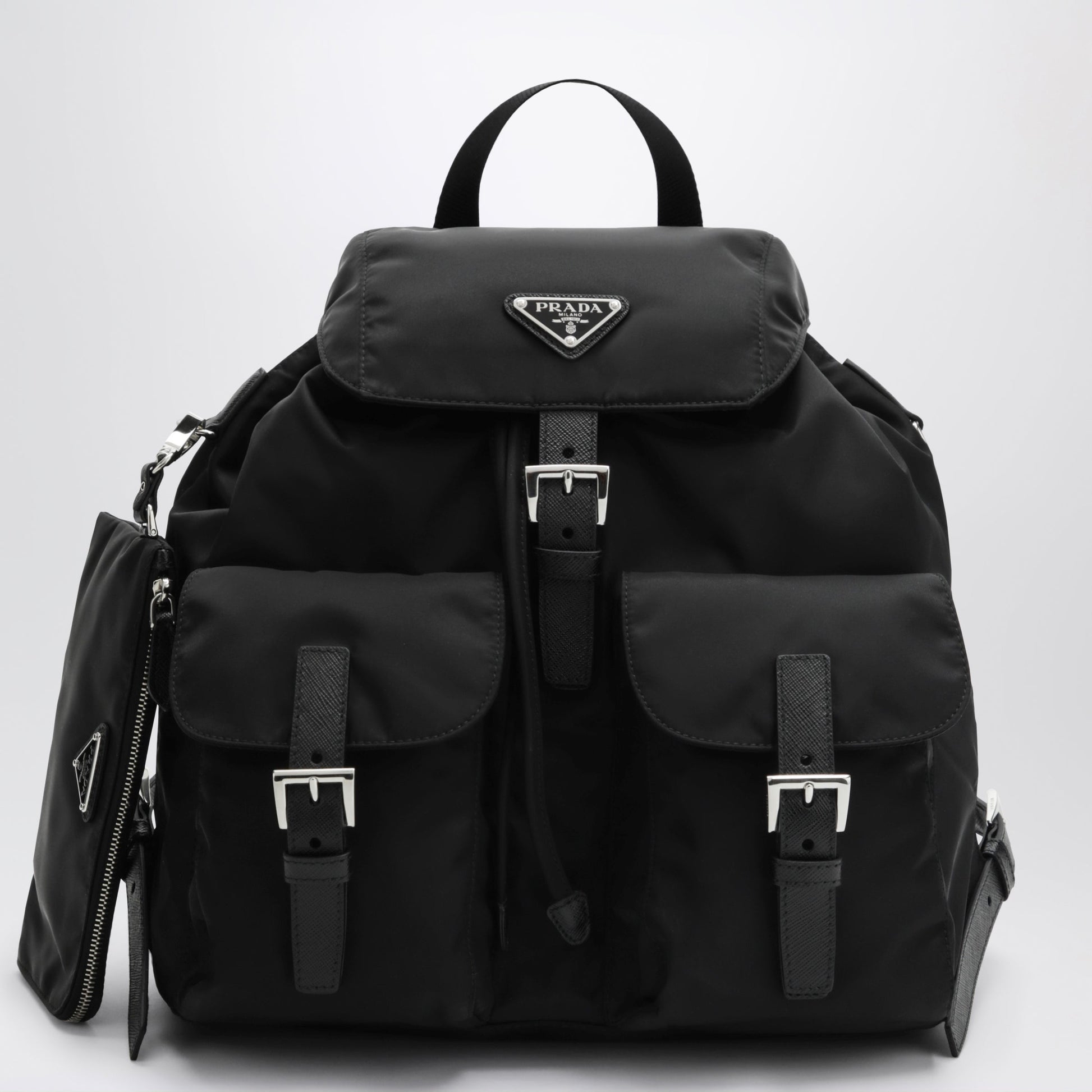Prada Re-Nylon And Saffiano Backpack With Black Pouch Women PRADA