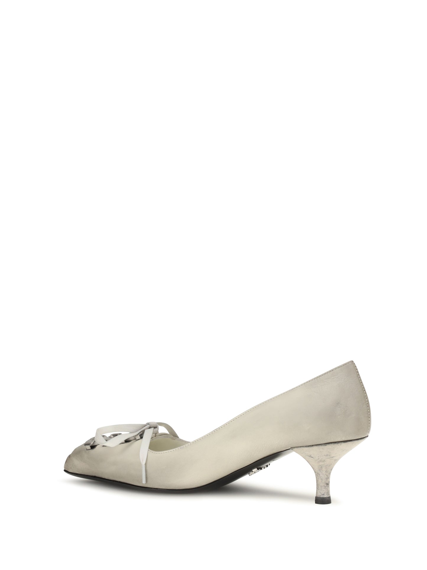 Prada Women Lace-Up Antique-Finish Leather Pumps PRADA
