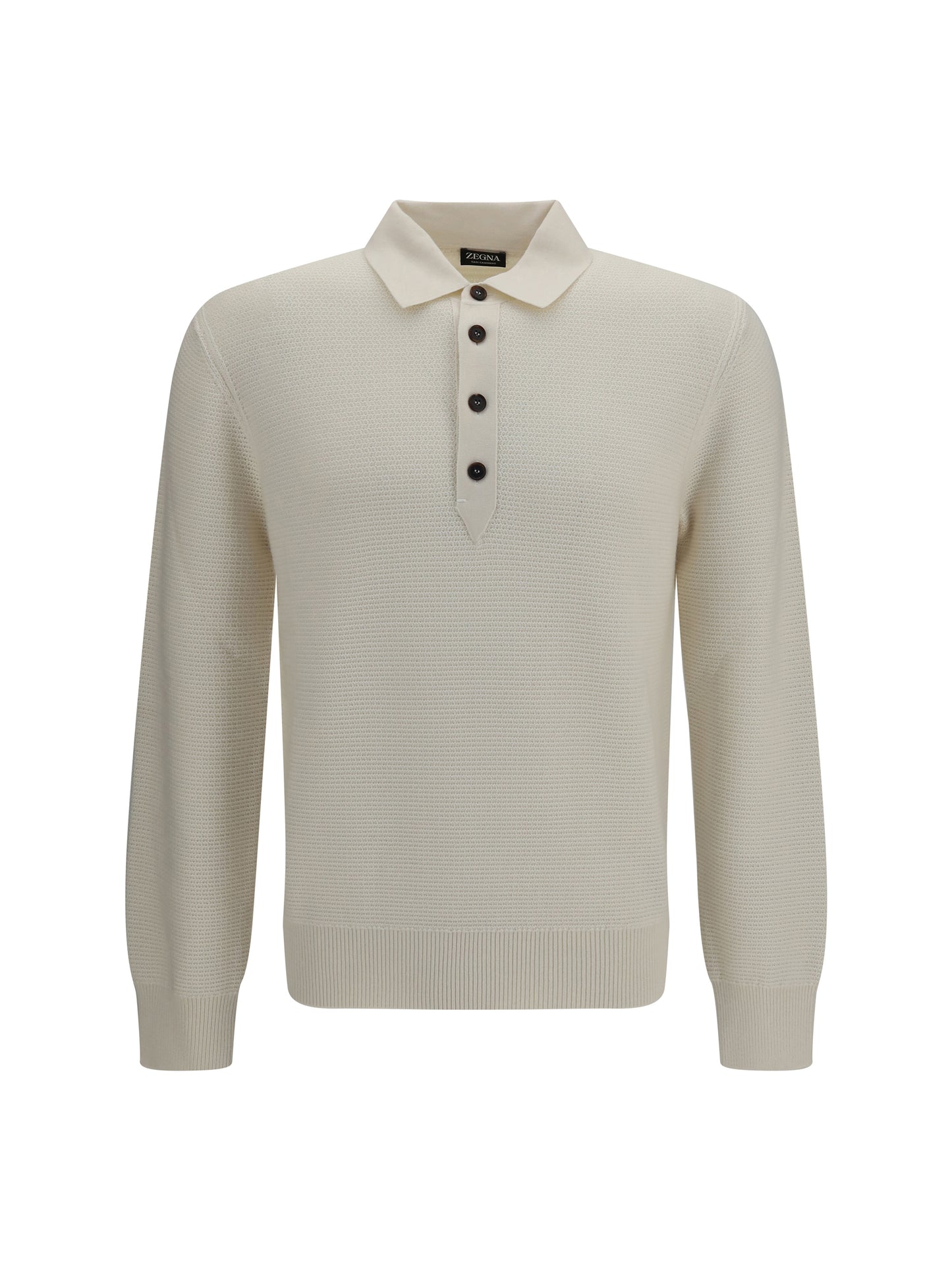 Zegna Men Long-Sleeve Cashmere Polo Shirt ZEGNA