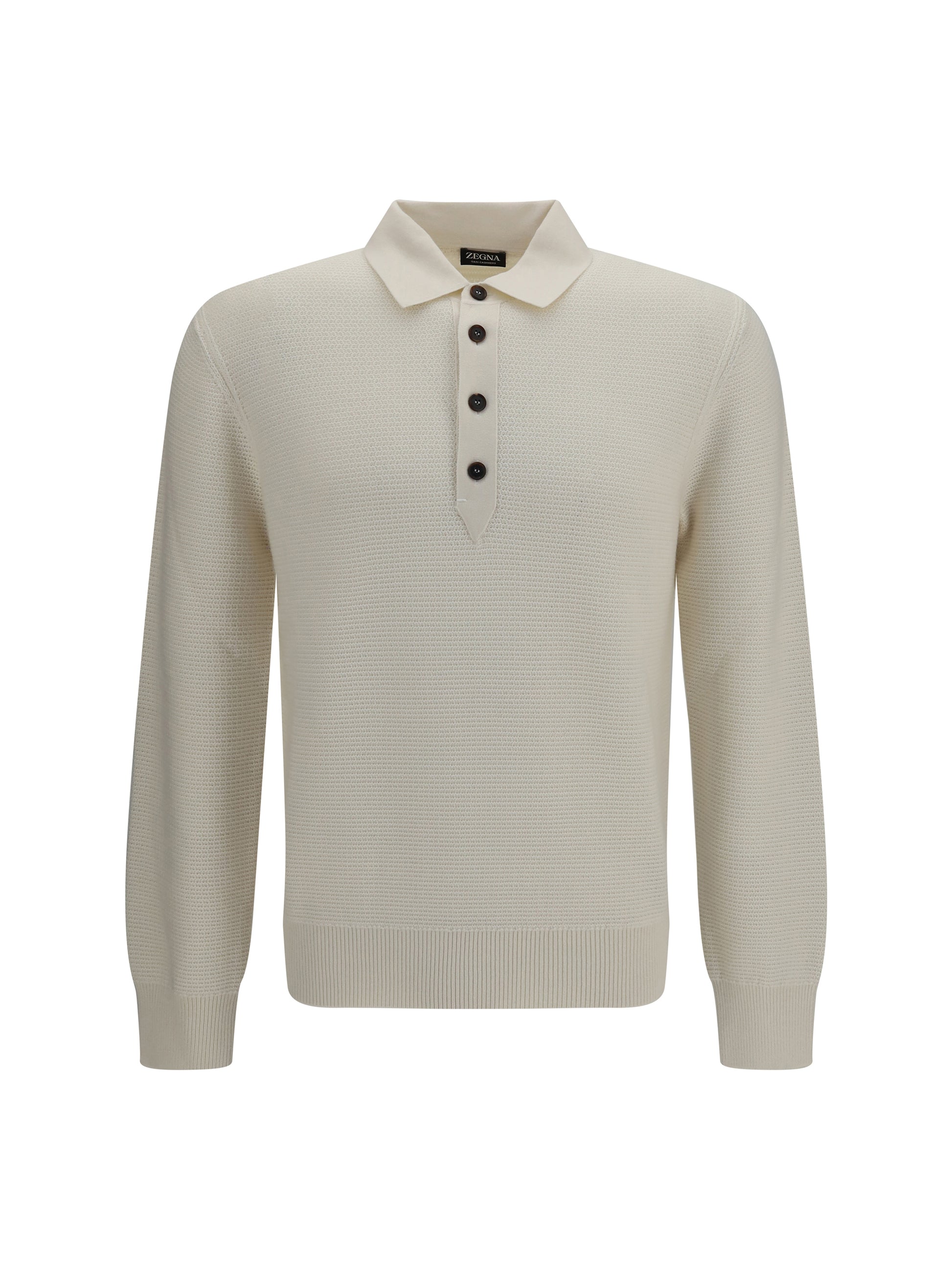 Zegna Men Long-Sleeve Cashmere Polo Shirt ZEGNA