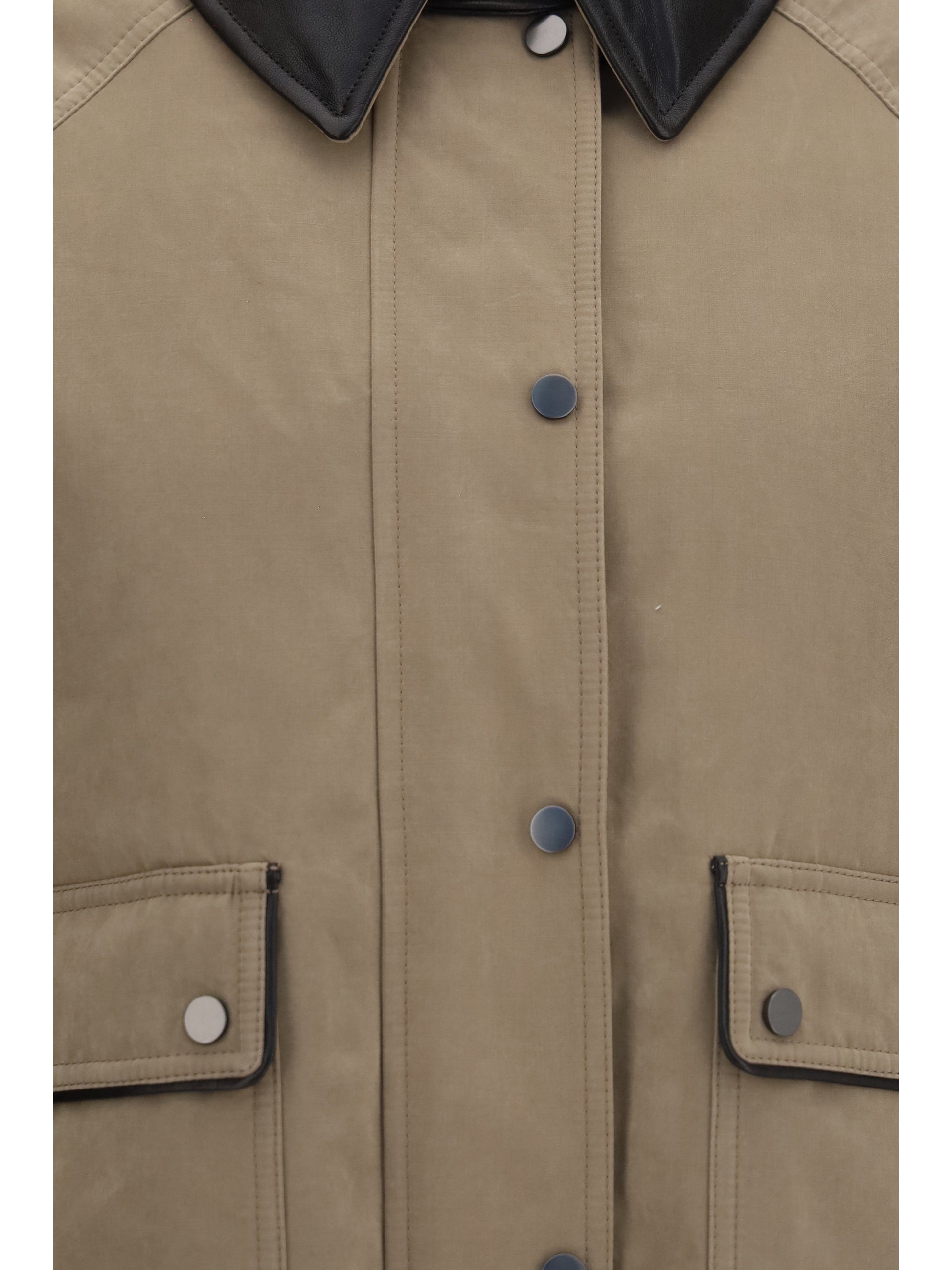 Brunello Cucinelli Women Padded Down Jacket With Leather Collar BRUNELLO CUCINELLI
