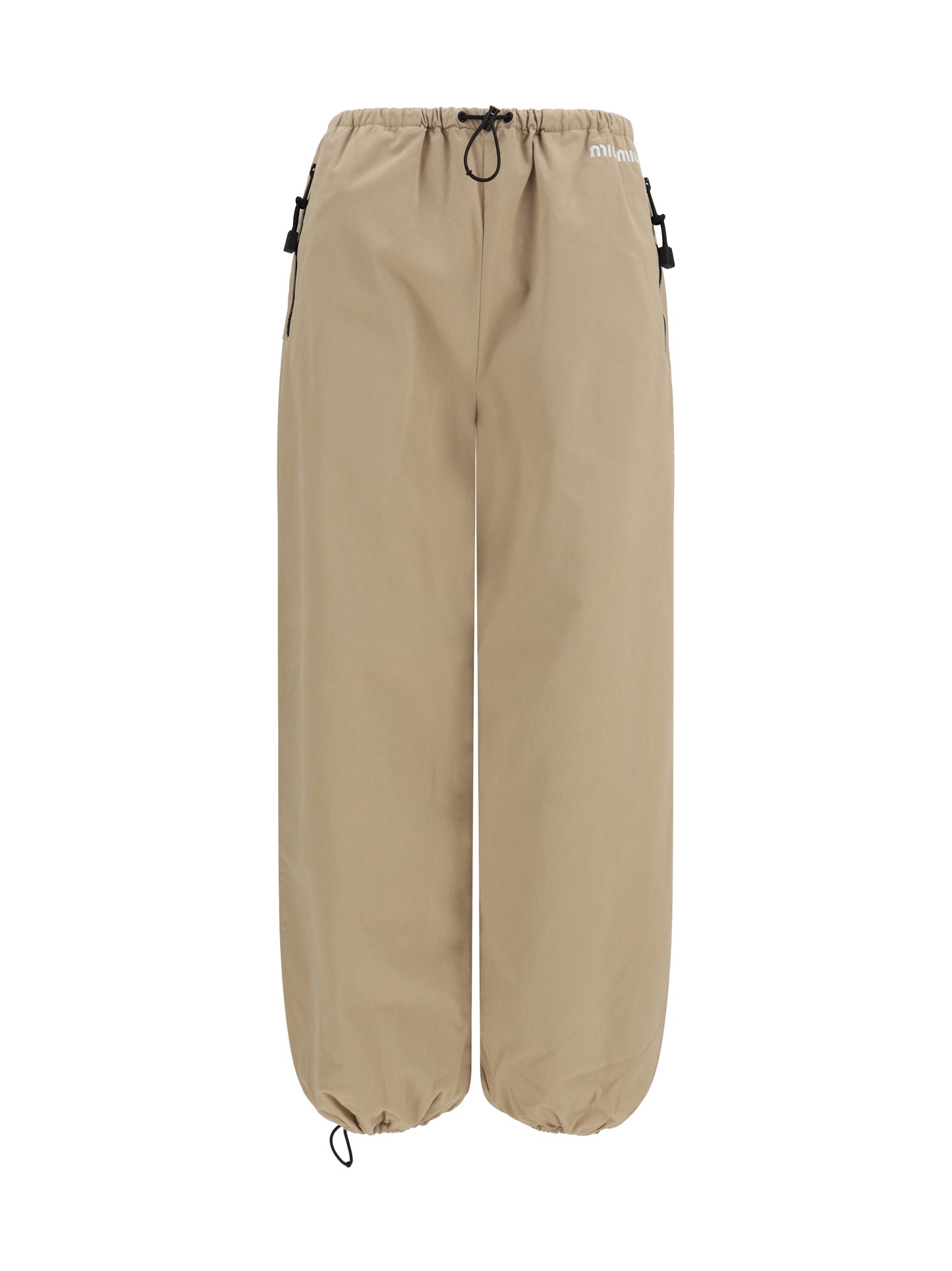 Miu Miu Women Elasticated Waist And Hem Cotton Gabardine Pants MIU MIU