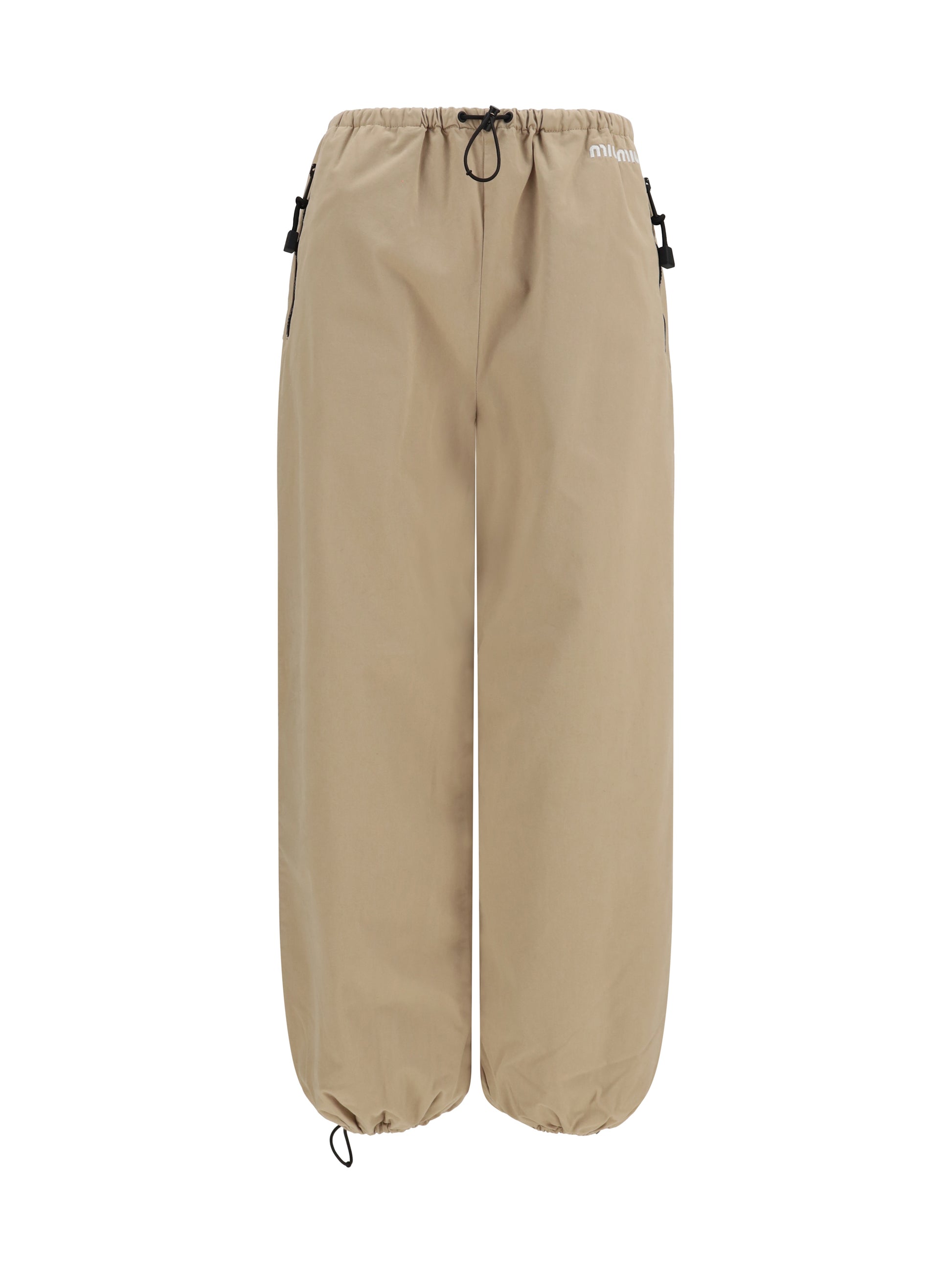 Miu Miu Women Elasticated Waist And Hem Cotton Gabardine Pants MIU MIU