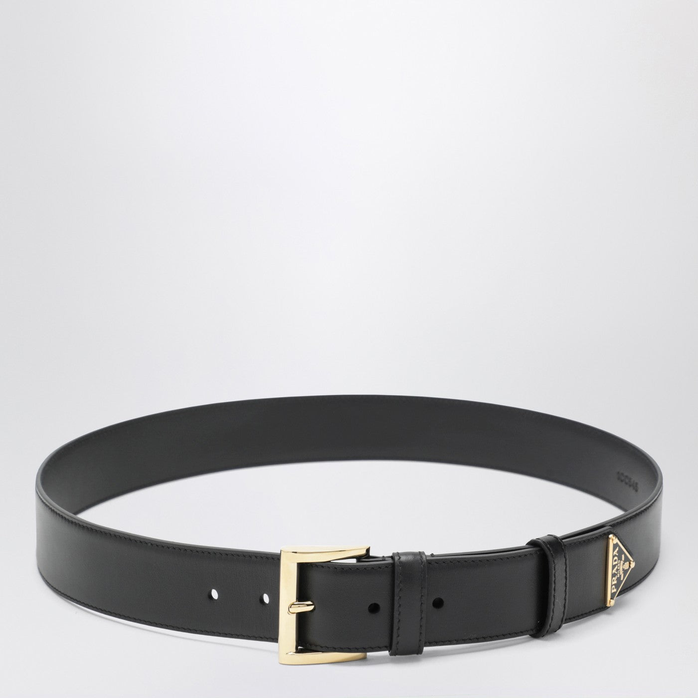 Prada Black Leather Belt With Triangle Logo Women PRADA
