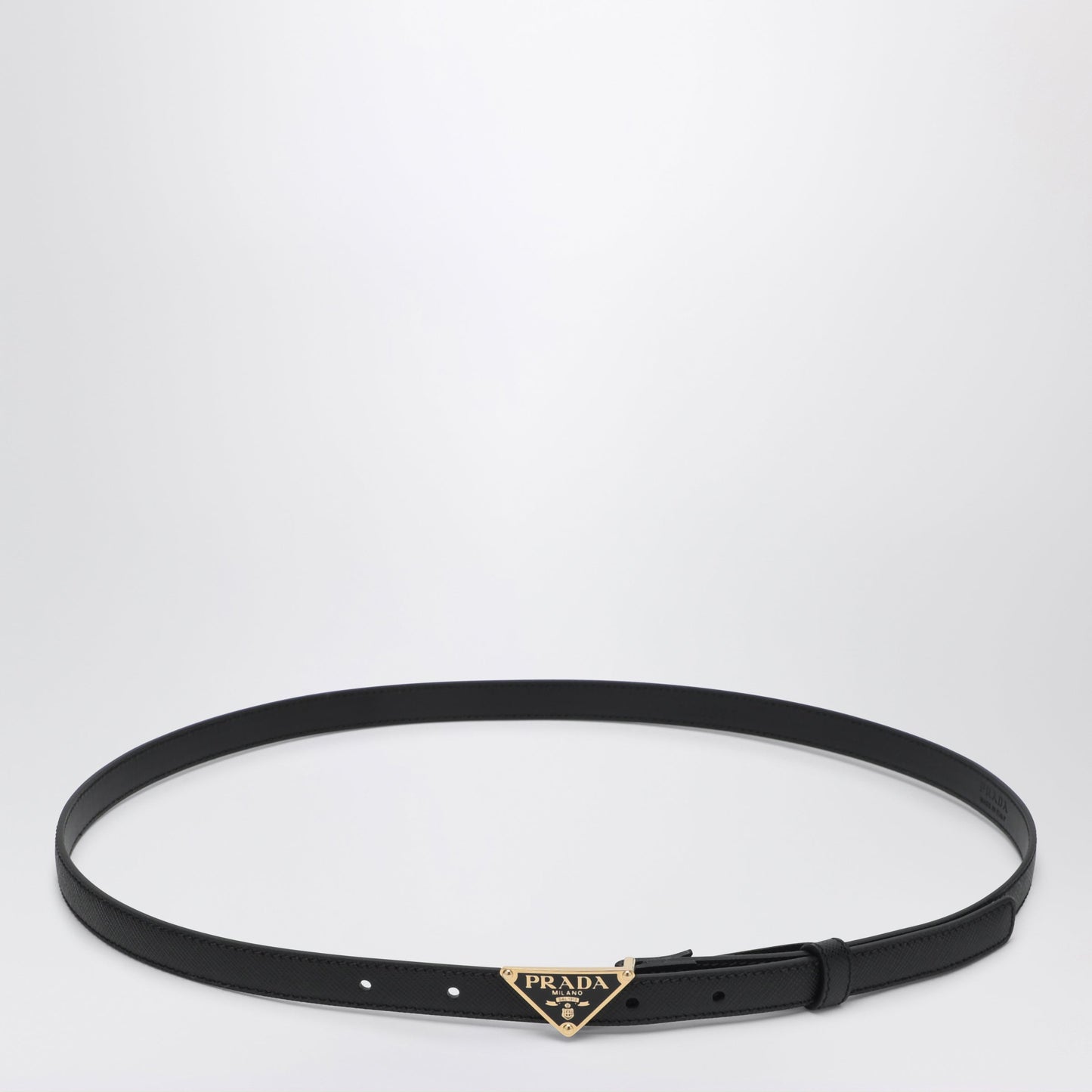 Prada Black Saffiano Belt With Triangle Logo Women PRADA