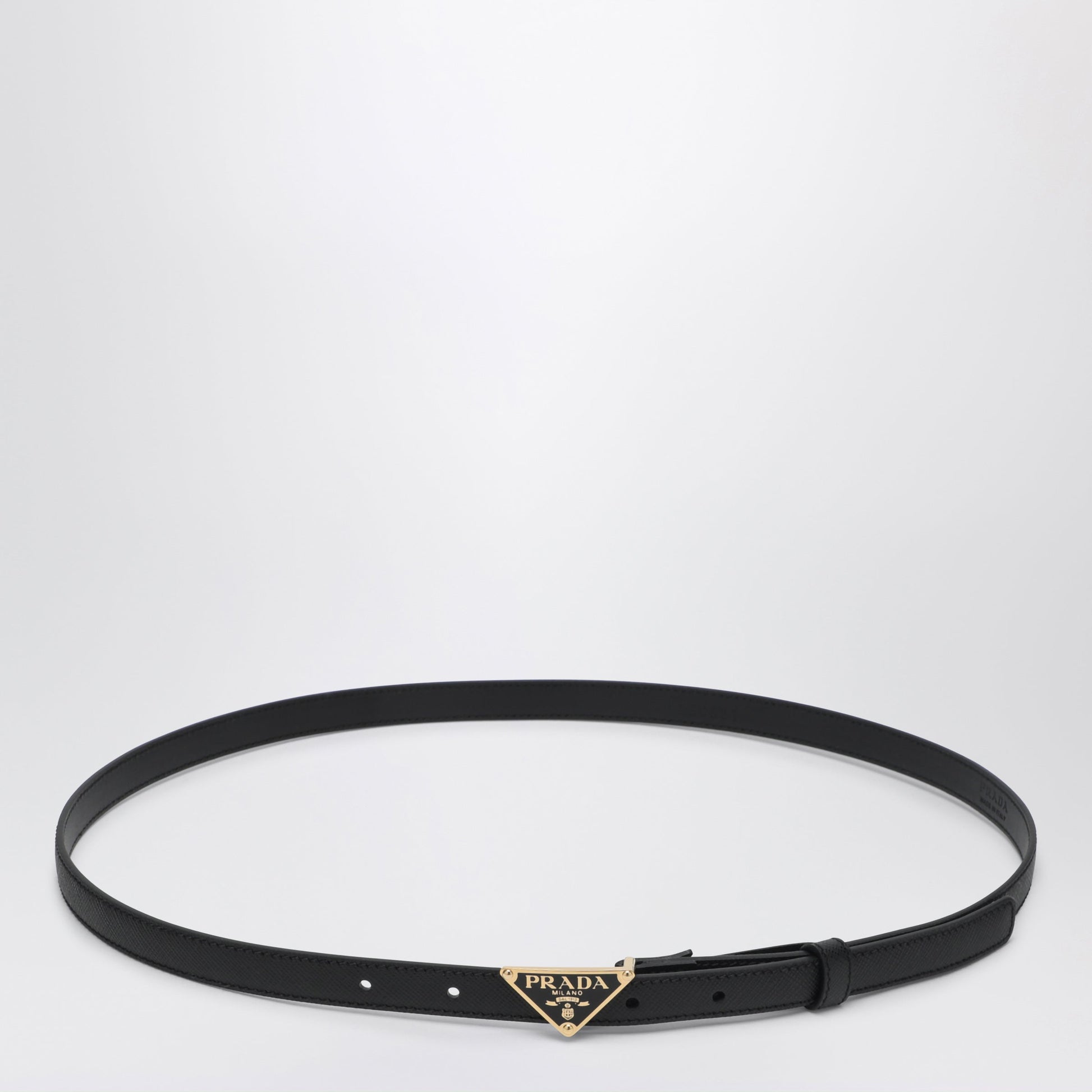 Prada Black Saffiano Belt With Triangle Logo Women PRADA