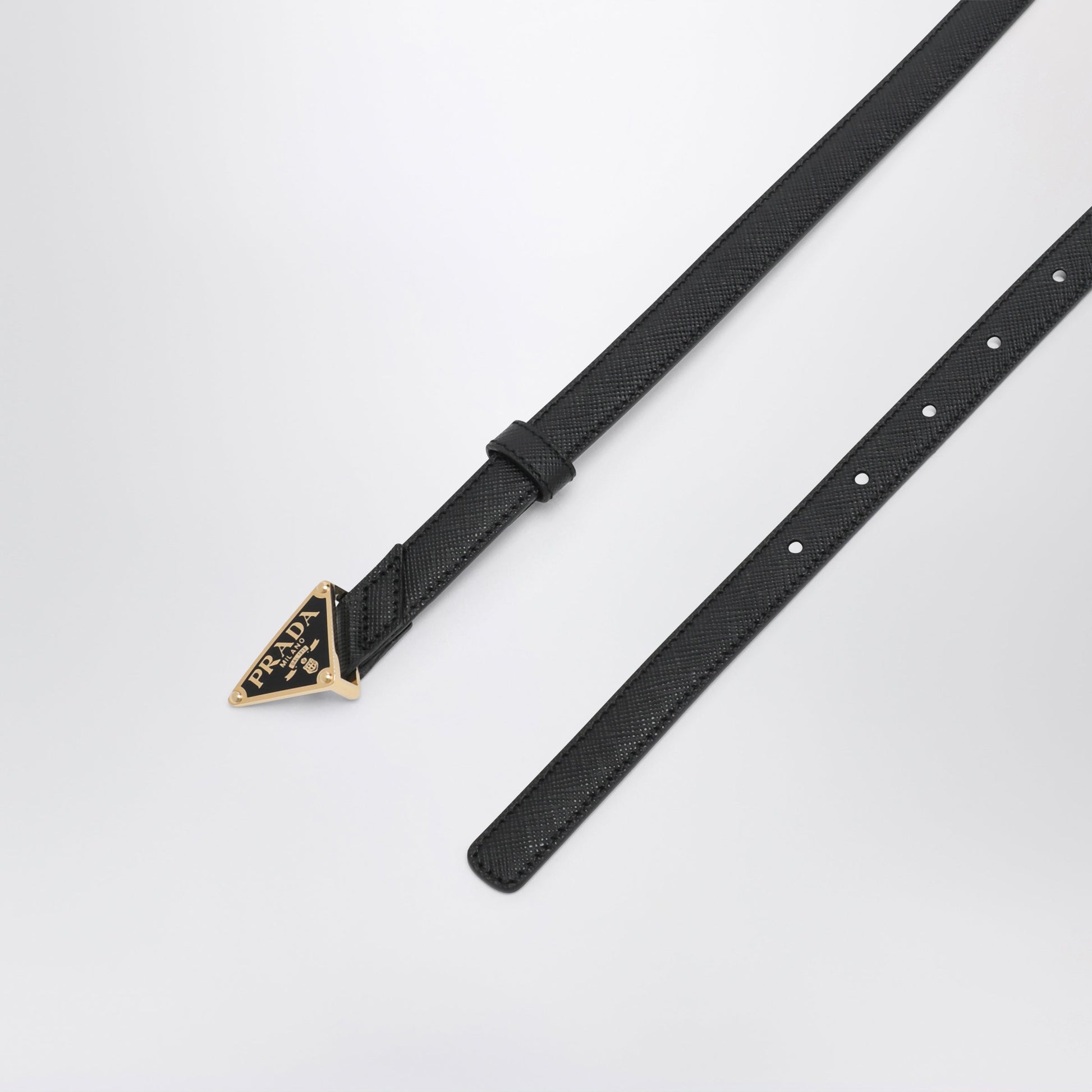 Prada Black Saffiano Belt With Triangle Logo Women PRADA