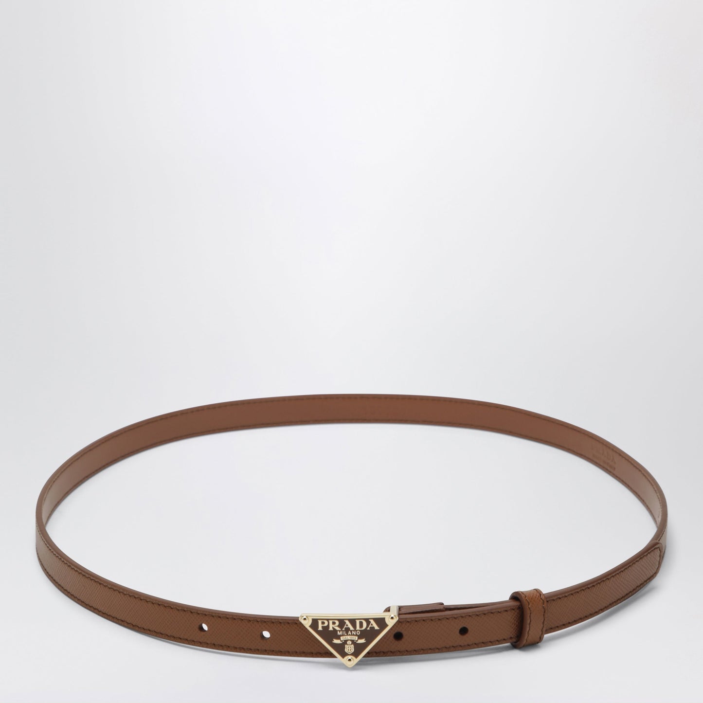 Prada Cognac Saffiano Leather Belt With Triangle Logo Women PRADA