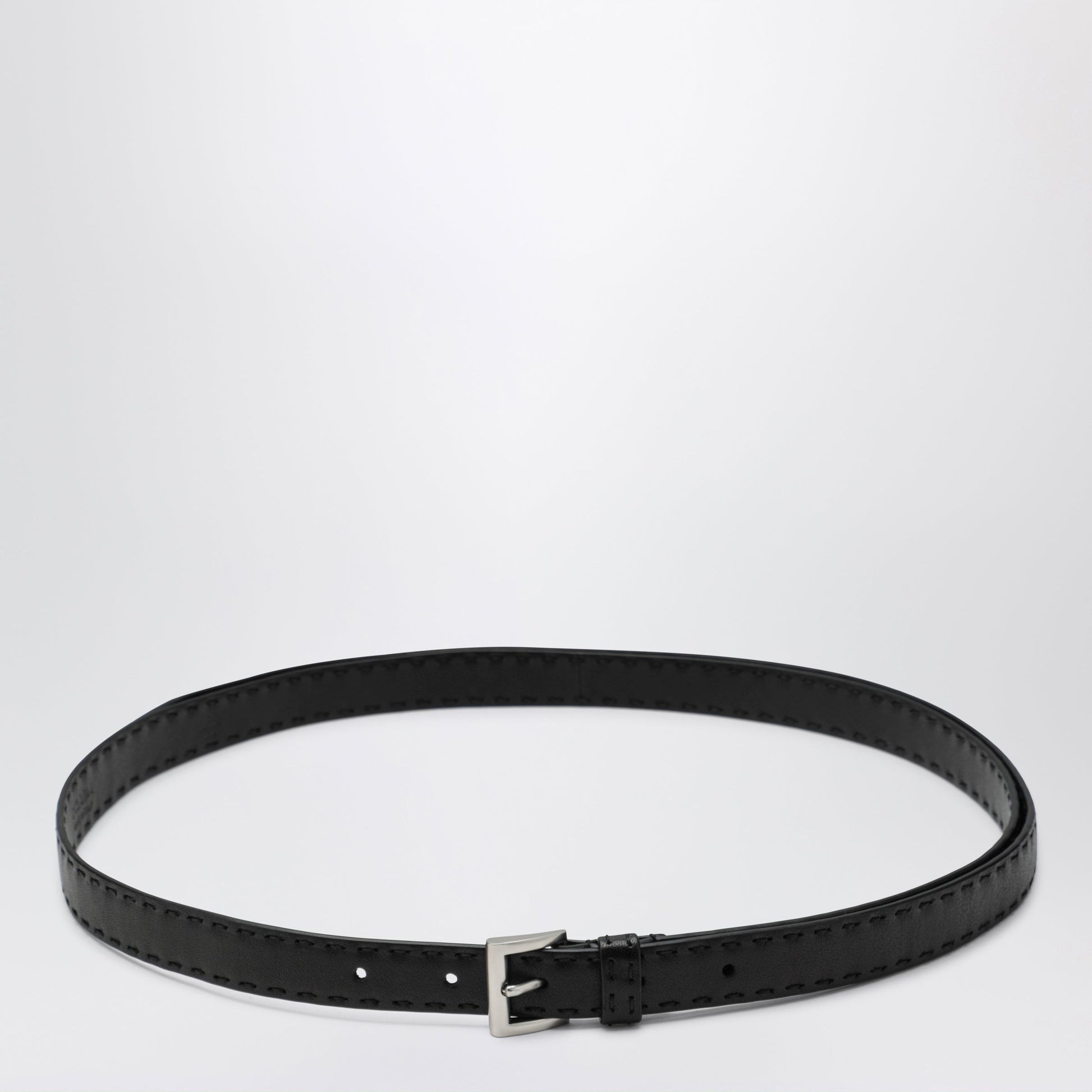 Prada Slim Black Leather Belt Women PRADA