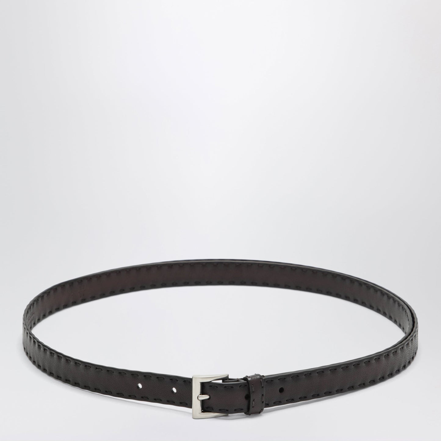Prada Slim Leather Belt In Coffee Women PRADA