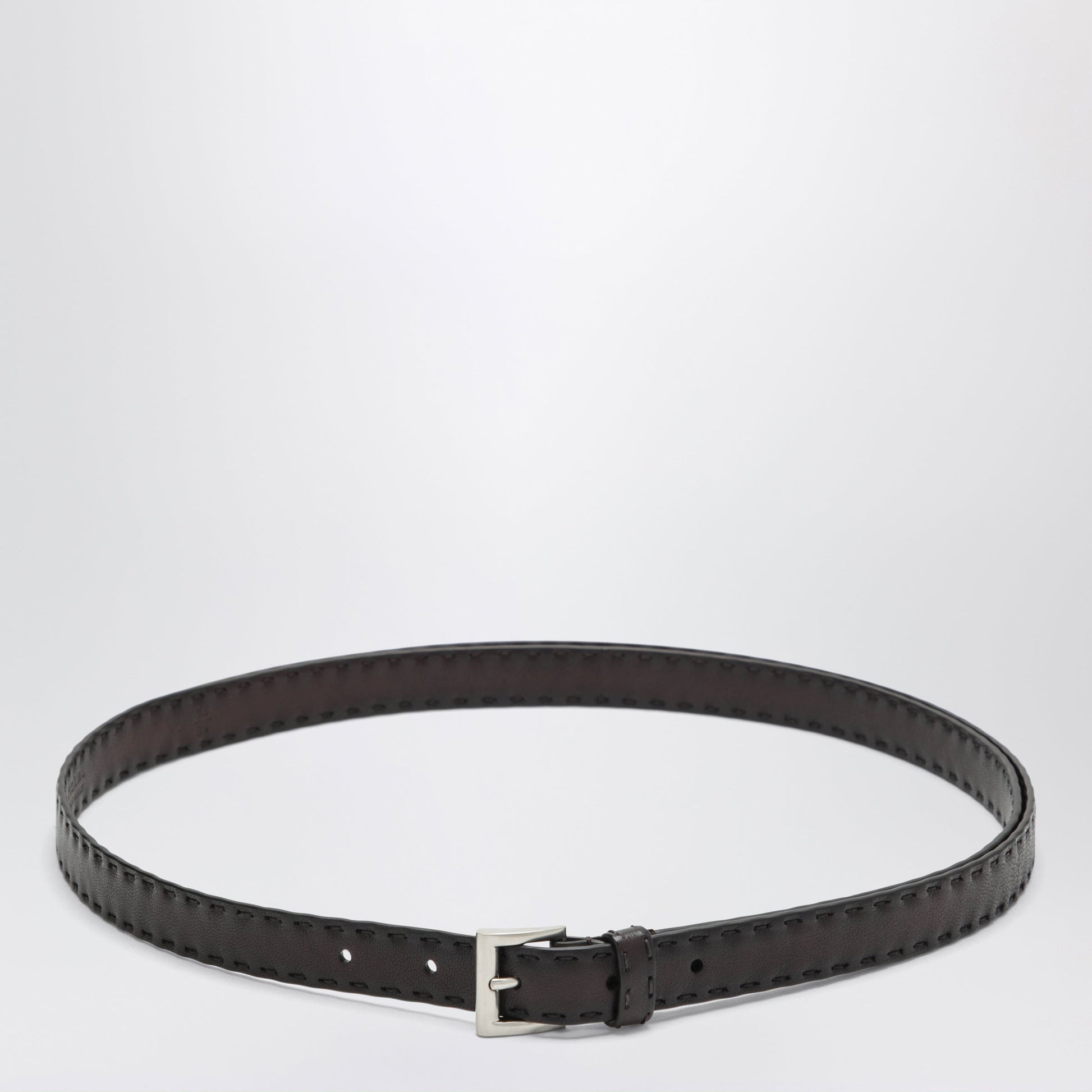 Prada Slim Leather Belt In Coffee Women PRADA