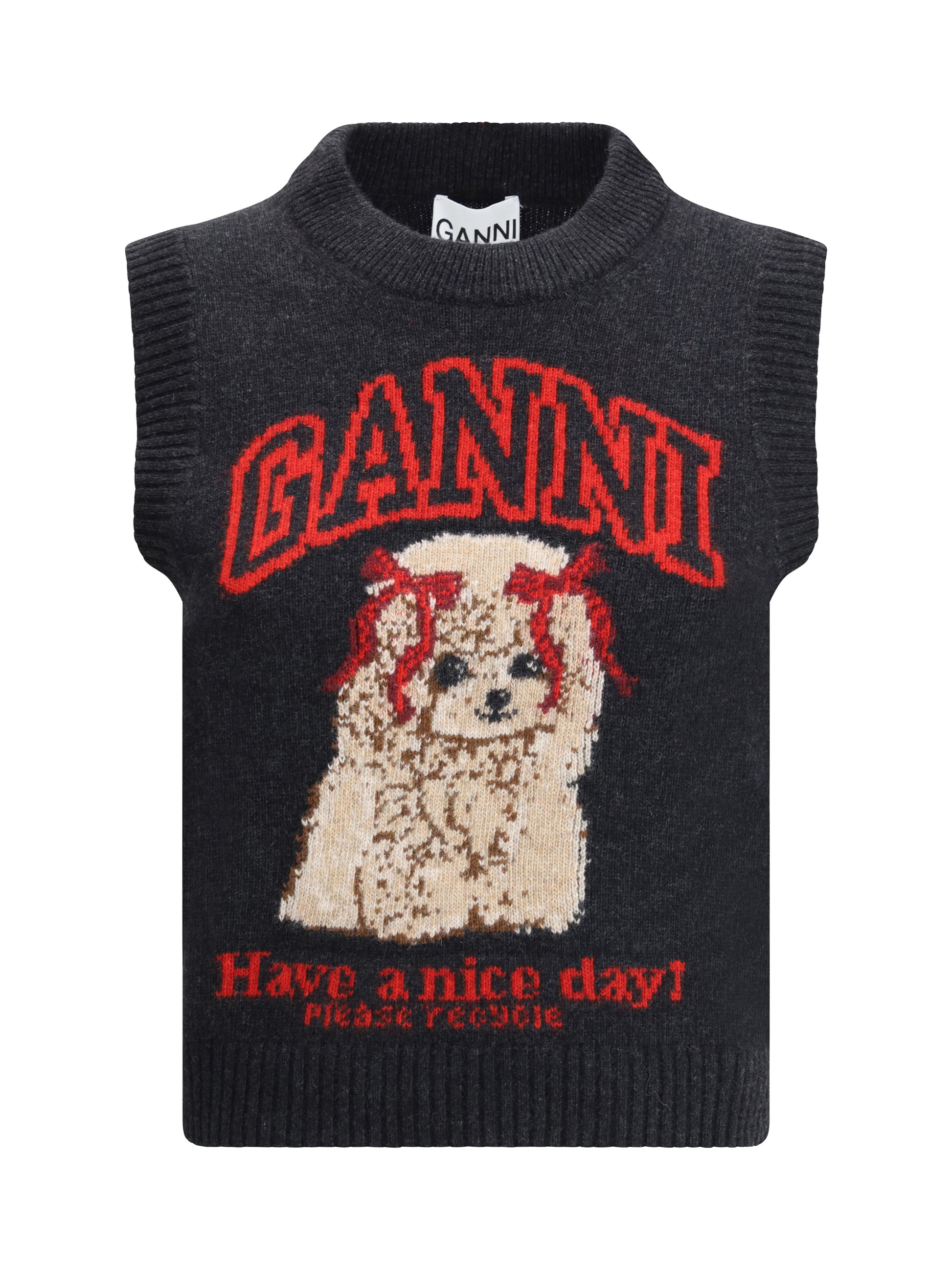 Ganni Women Graphic Wool Vest GANNI