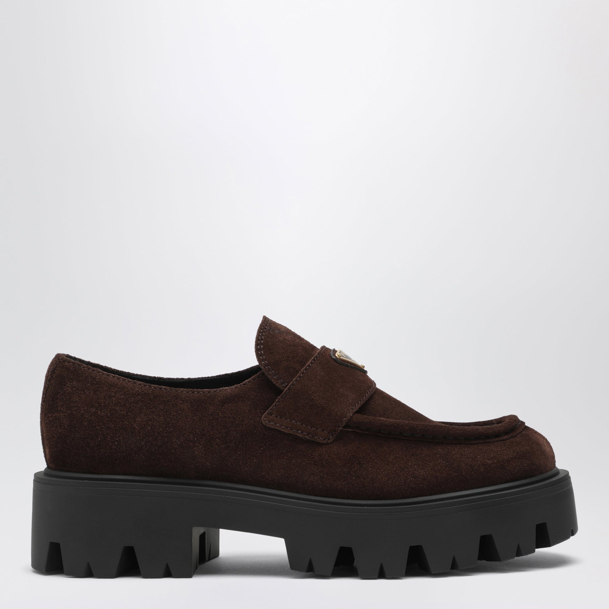 Prada Dark Brown Suede Loafers Women PRADA