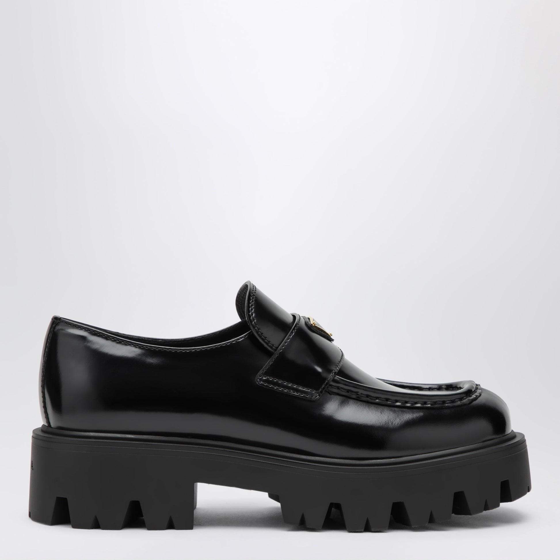 Prada Black Brushed Leather Loafers Women PRADA