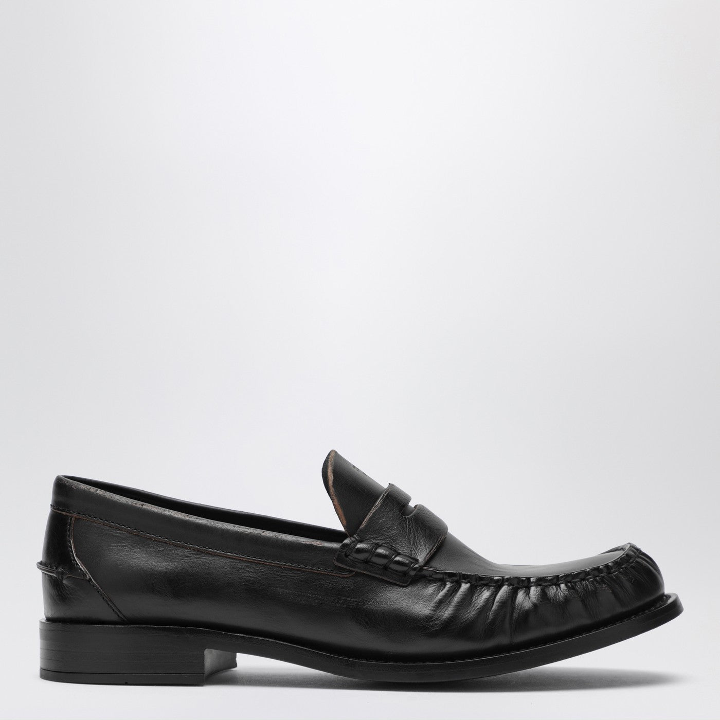 Prada Black Polished Leather Loafers Women PRADA