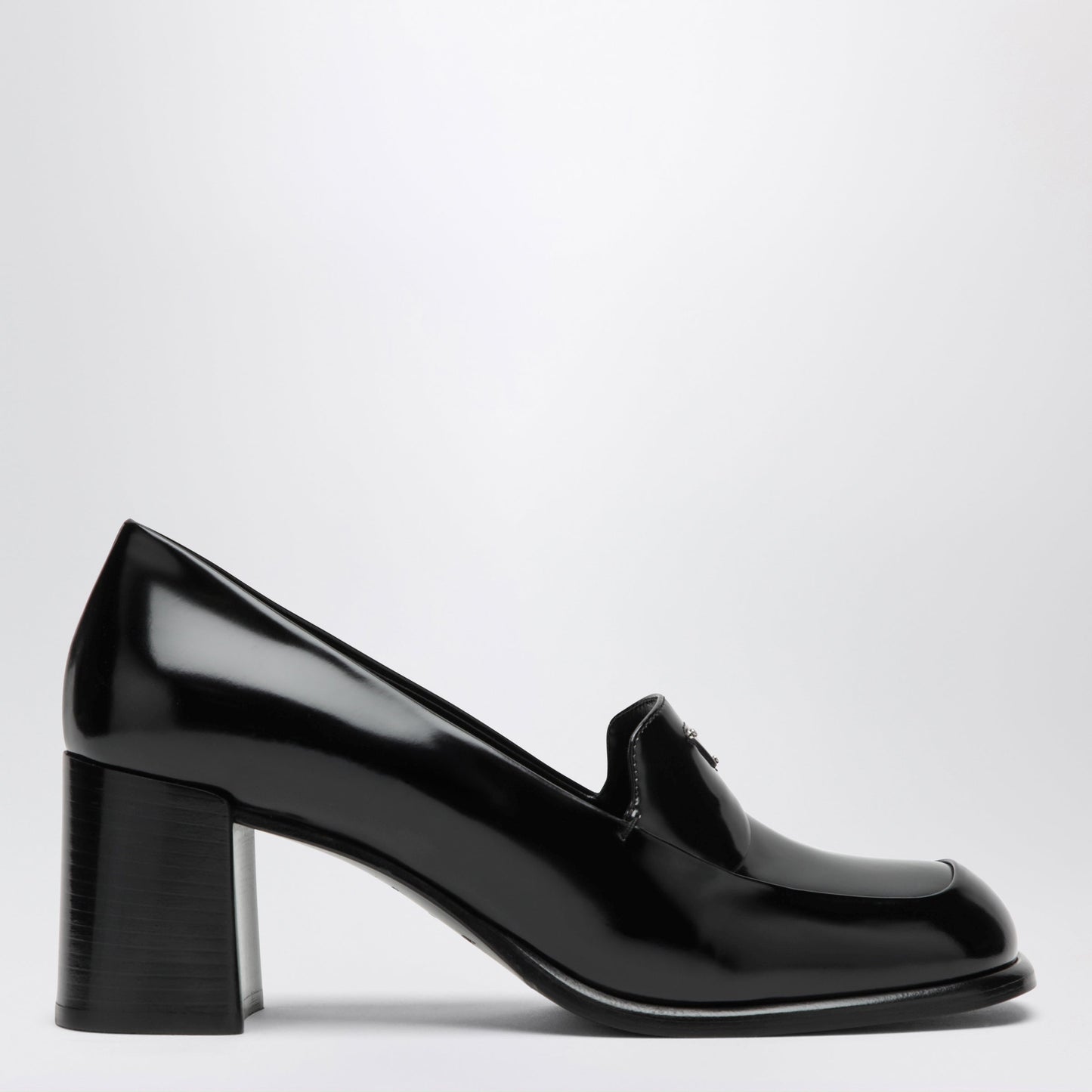Prada Black Brushed Leather Heeled Loafers Women PRADA