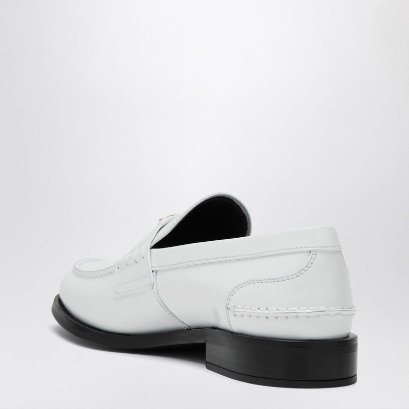 Prada Women White Brushed Leather Loafer PRADA