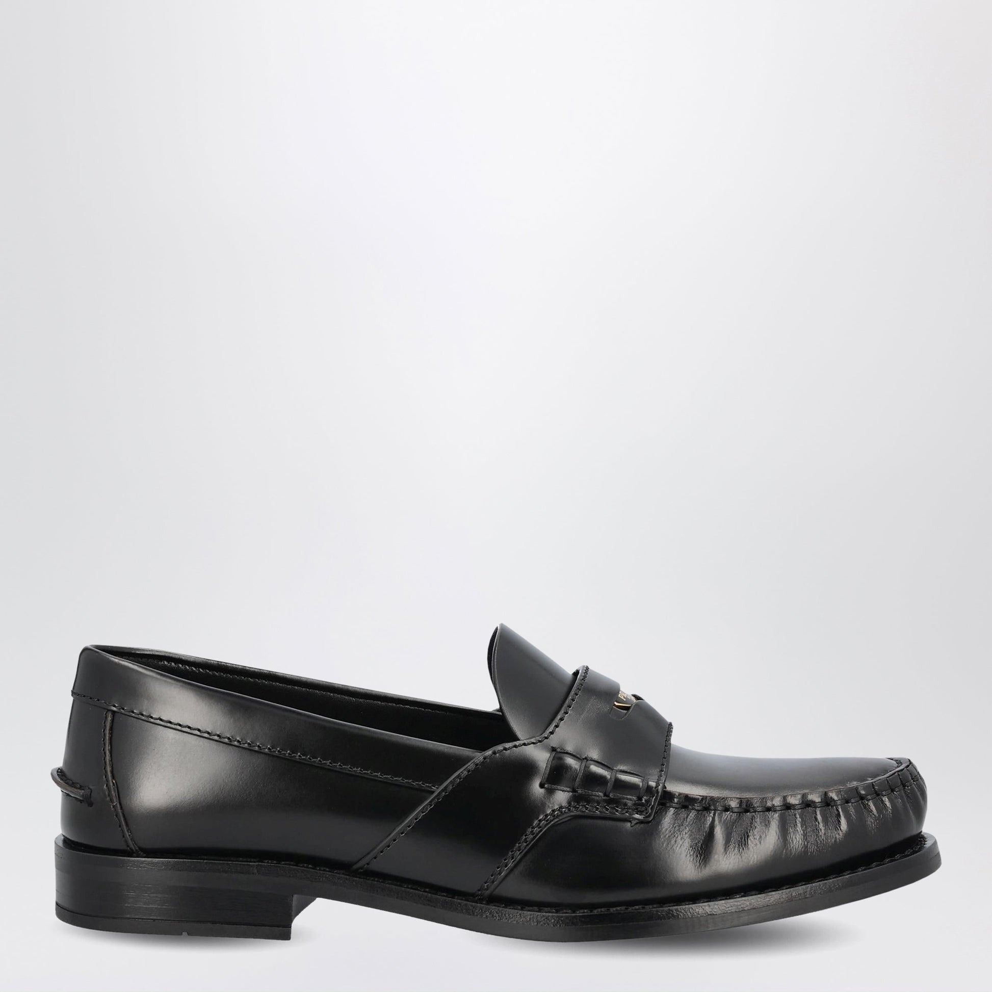 Prada Black Brushed Leather Loafers Women PRADA