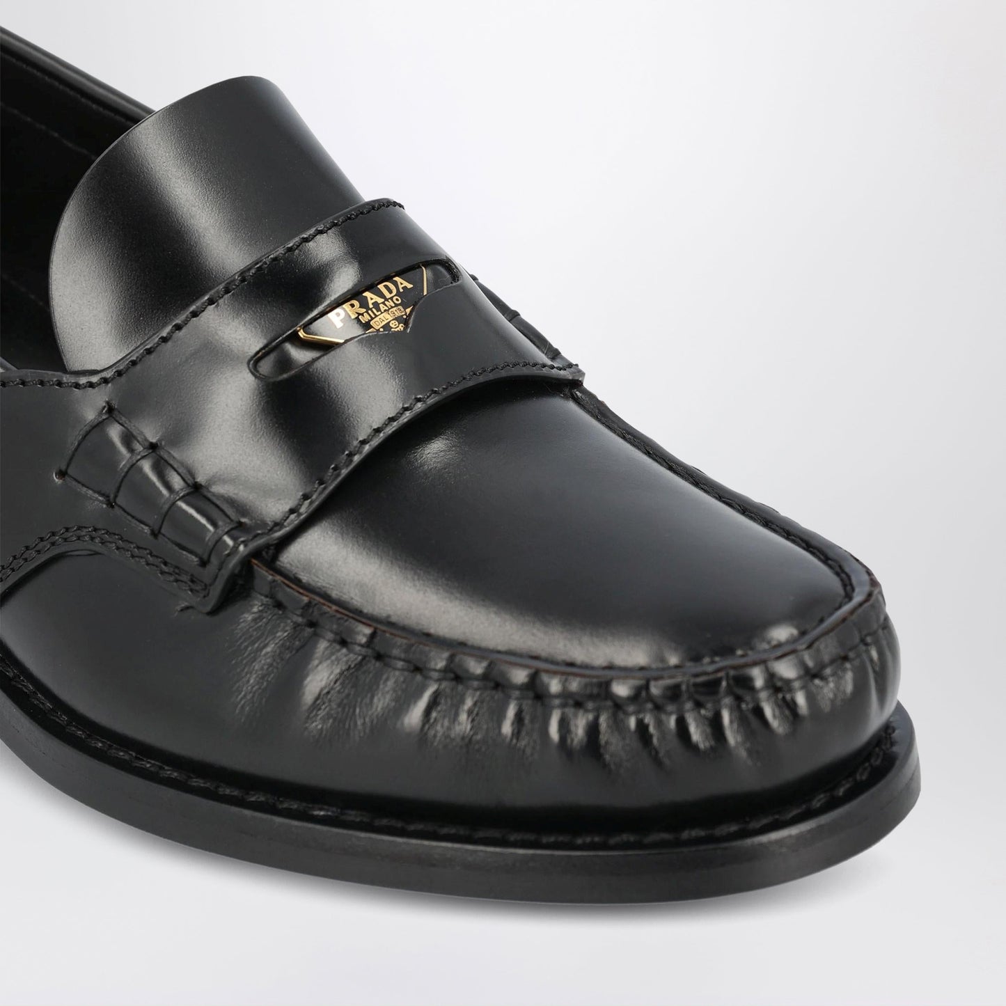 Prada Black Brushed Leather Loafers Women PRADA
