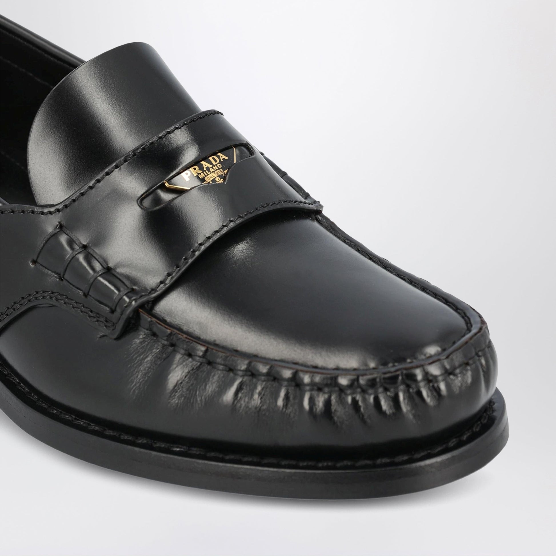 Prada Black Brushed Leather Loafers Women PRADA