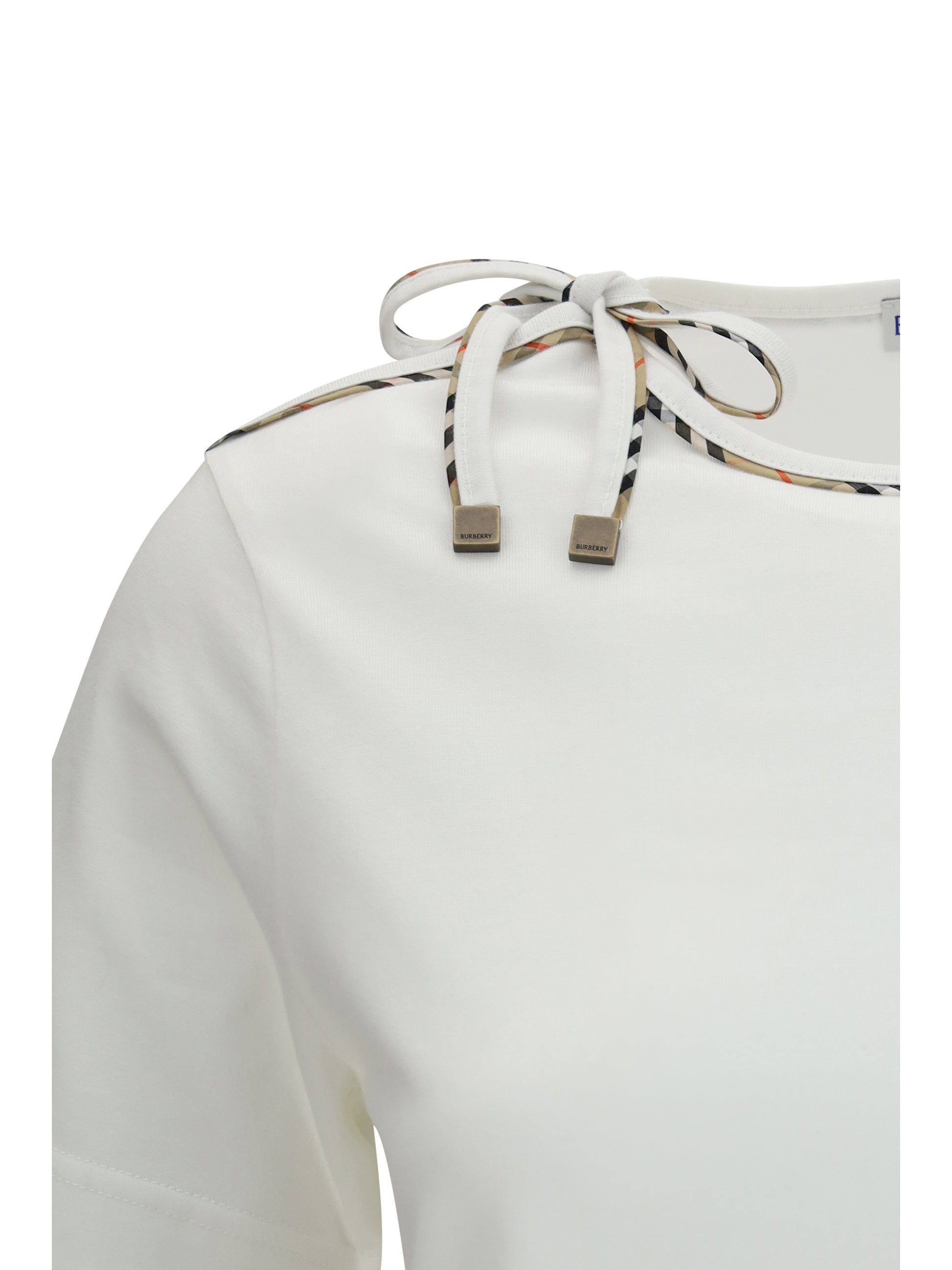 Burberry Women Cotton Lace-Detail T-Shirt BURBERRY
