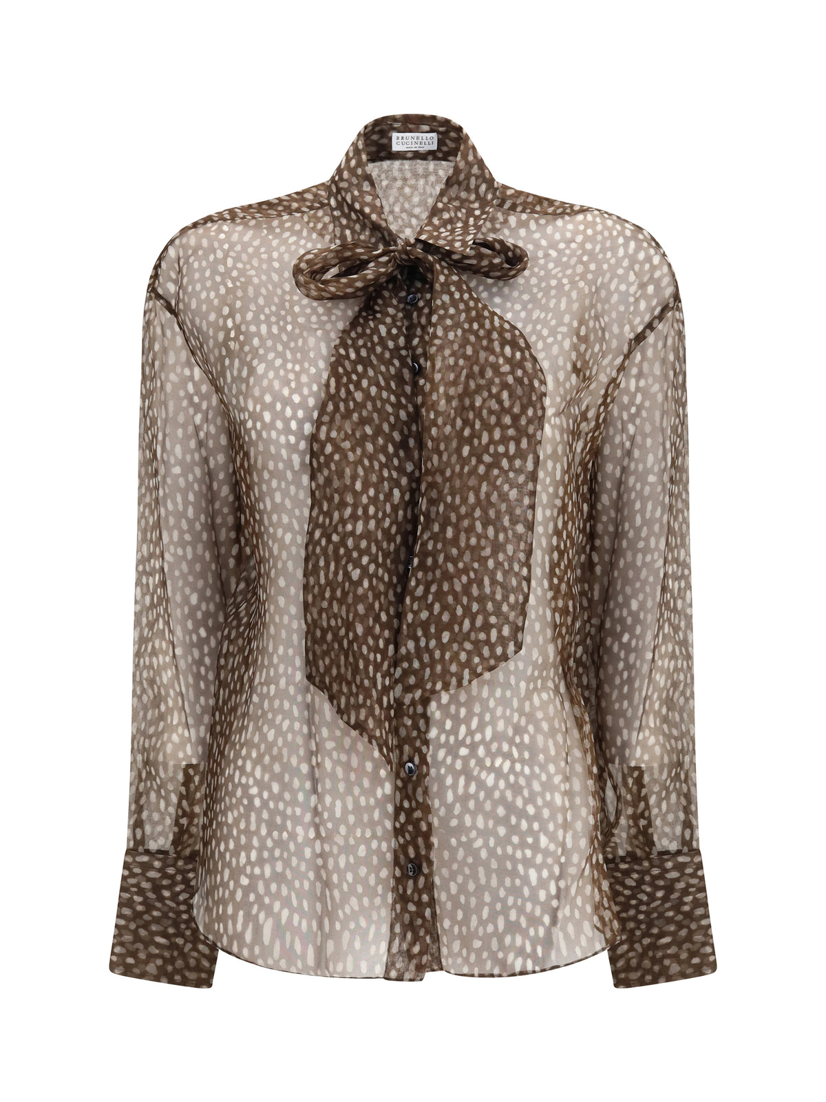 Brunello Cucinelli Women Dapple Silk Organza Shirt With Neck Tie BRUNELLO CUCINELLI