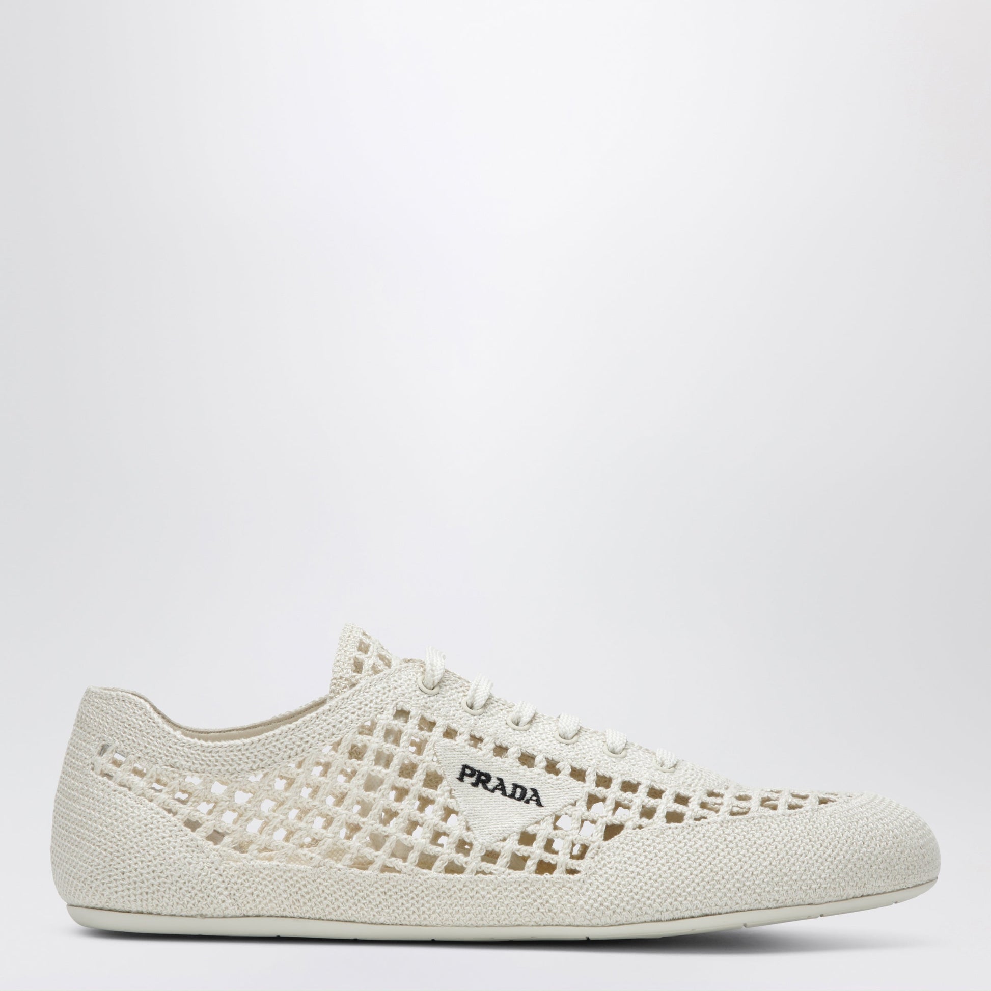 Prada Collapse Sneakers In Ivory Crochet Knit Women PRADA